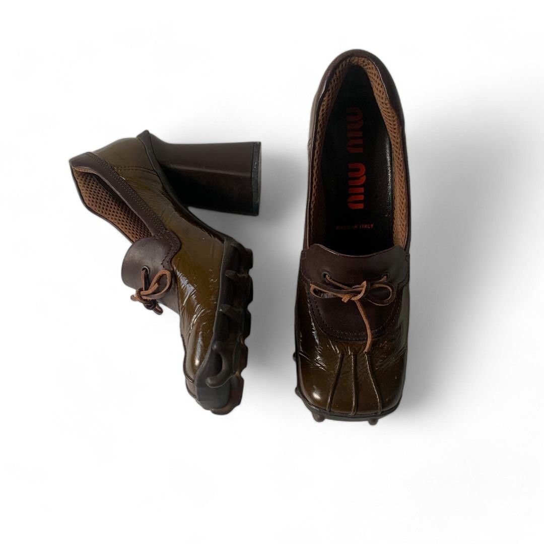 image of Miu Miu Miumiu - 37,5 Fw99 Vintage Bubble Sole Archive Heel Shoes Runway in Brown, Women's (Size 7.