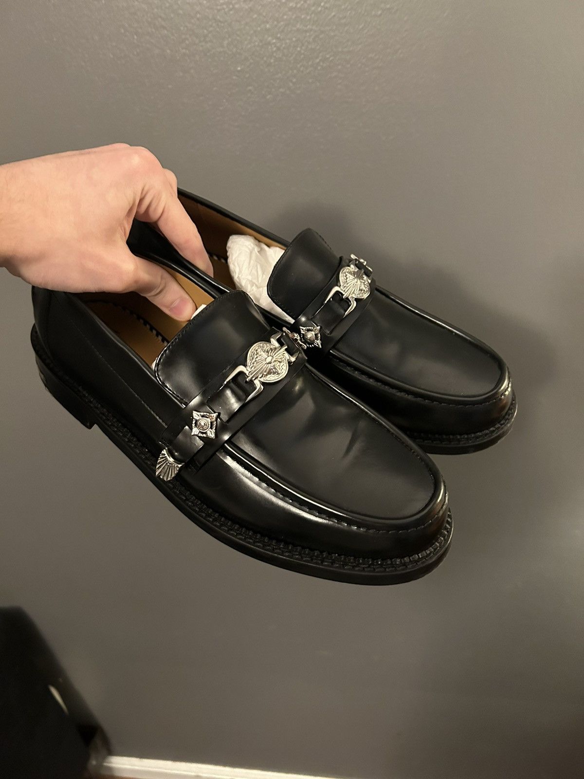 SSENSE × Toga Toga Virilis Black Metal Loafers | Grailed