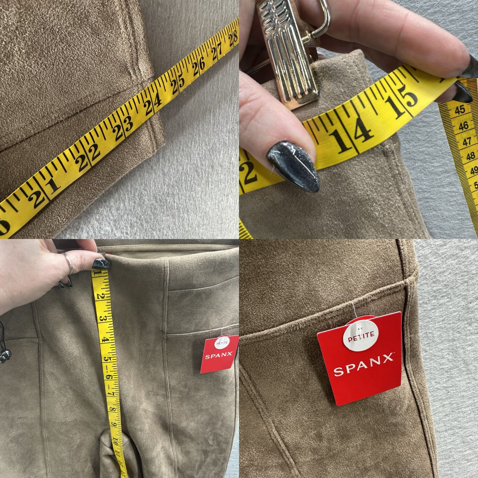 Spanx SPANX Faux Suede Leggings Womens Petite M Camel Beige Velvet Shaping High Rise Slimming Made in USA Womens Petite M Beige Velvet Leggings Size 32" / US 10 / IT 46 - 8 Thumbnail