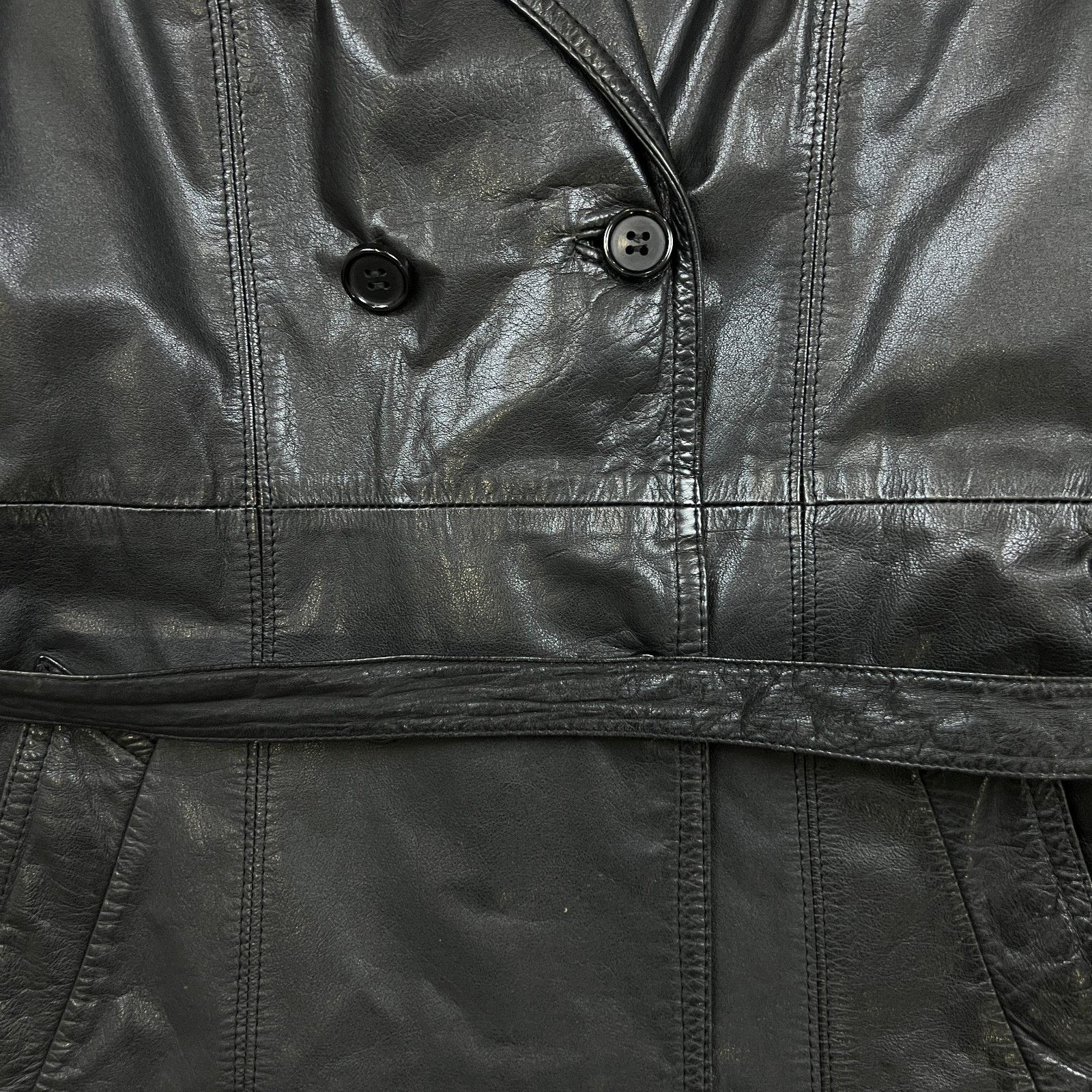 Vintage Vintage JOFAMA Swedish Leather Trench Coat Quilted Lined 90s Size M / US 6-8 / IT 42-44 - 3 Thumbnail