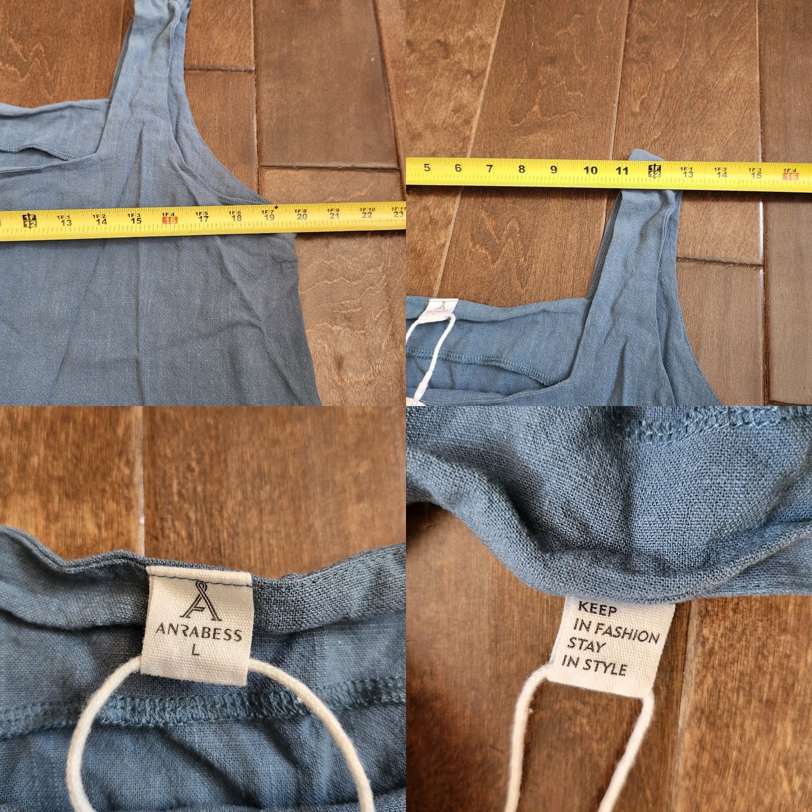 Vintage Anrebess Women's Tank Cropped Top - L Blue Linen Rayon Sleeveless Pullover NWT Casual Party/Cocktail Travel Size L / US 10 / IT 46 - 9 Thumbnail