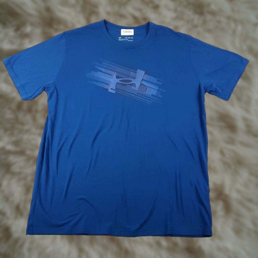 Under Armour Under Armour T-Shirt Mens 2XL Blue Casual Short Sleeve Crew Neck Logo Cotton Blend Regular Size US XXL / EU 58 / 5 - 1 Thumbnail