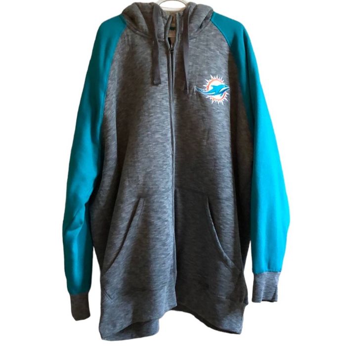 NFL MIAMI DOLPHIN Thick Lined Jacket Full Zip Hoody Sewn Logo 5X | Grailed