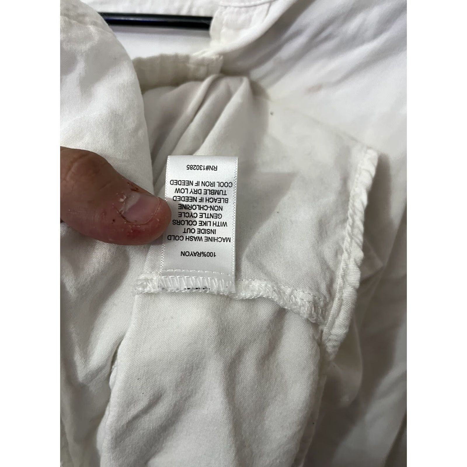 Vintage Per Se Blouse White Rayon Ruched Bodice Button Down L/S Cotton Blend Slim Fit Women's Shirt, L Size L / US 10 / IT 46 - 4 Thumbnail
