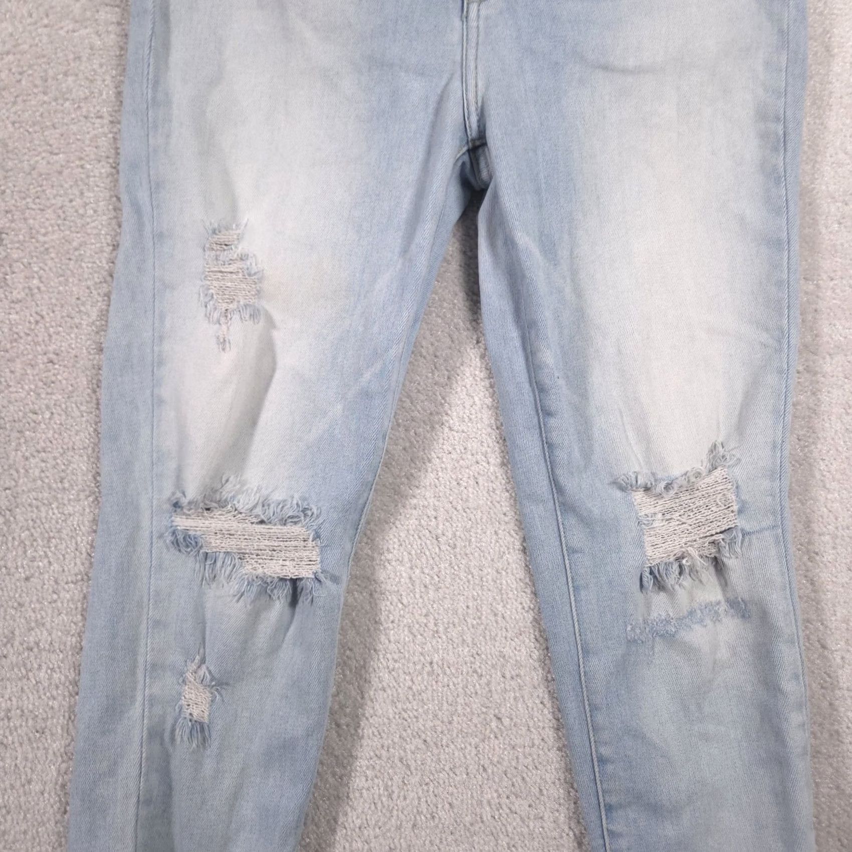 Vintage KanCan Jeans Womens 13/30 Blue Light Wash High Rise Distressed Ankle Jeans, Regular, Denim, 30 Inseam, 26 Inseam? Size 34" / US 12 / IT 48 - 4 Thumbnail