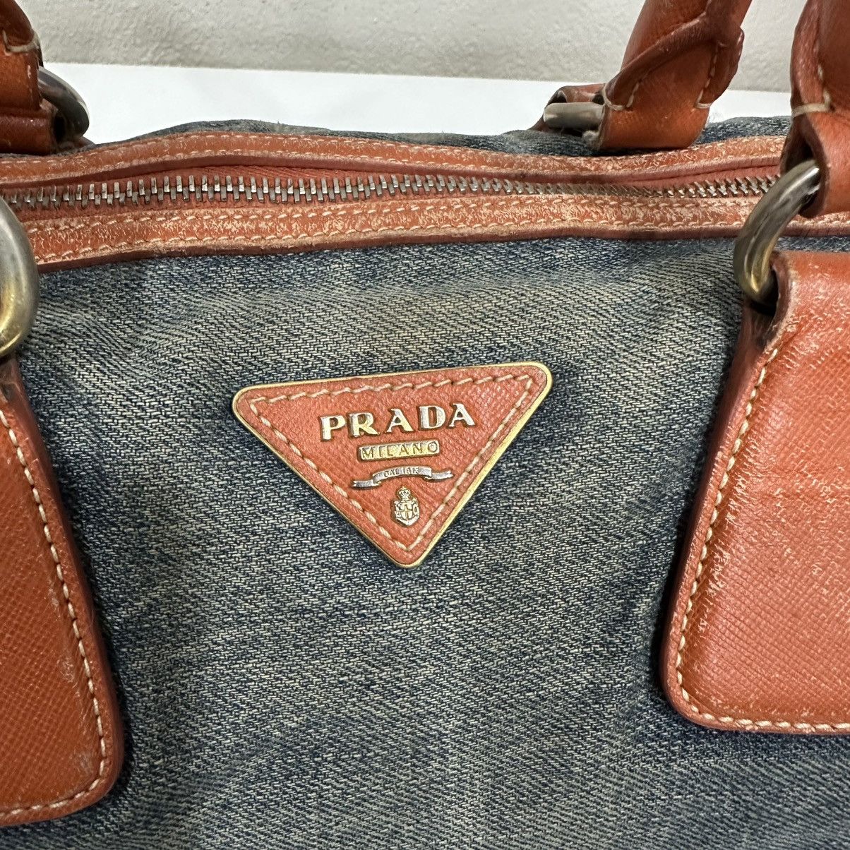 Prada PRADA DISTRESSED DENIM BAULETTO 2 WAY BOSTON BAG Size ONE SIZE - 6 Thumbnail