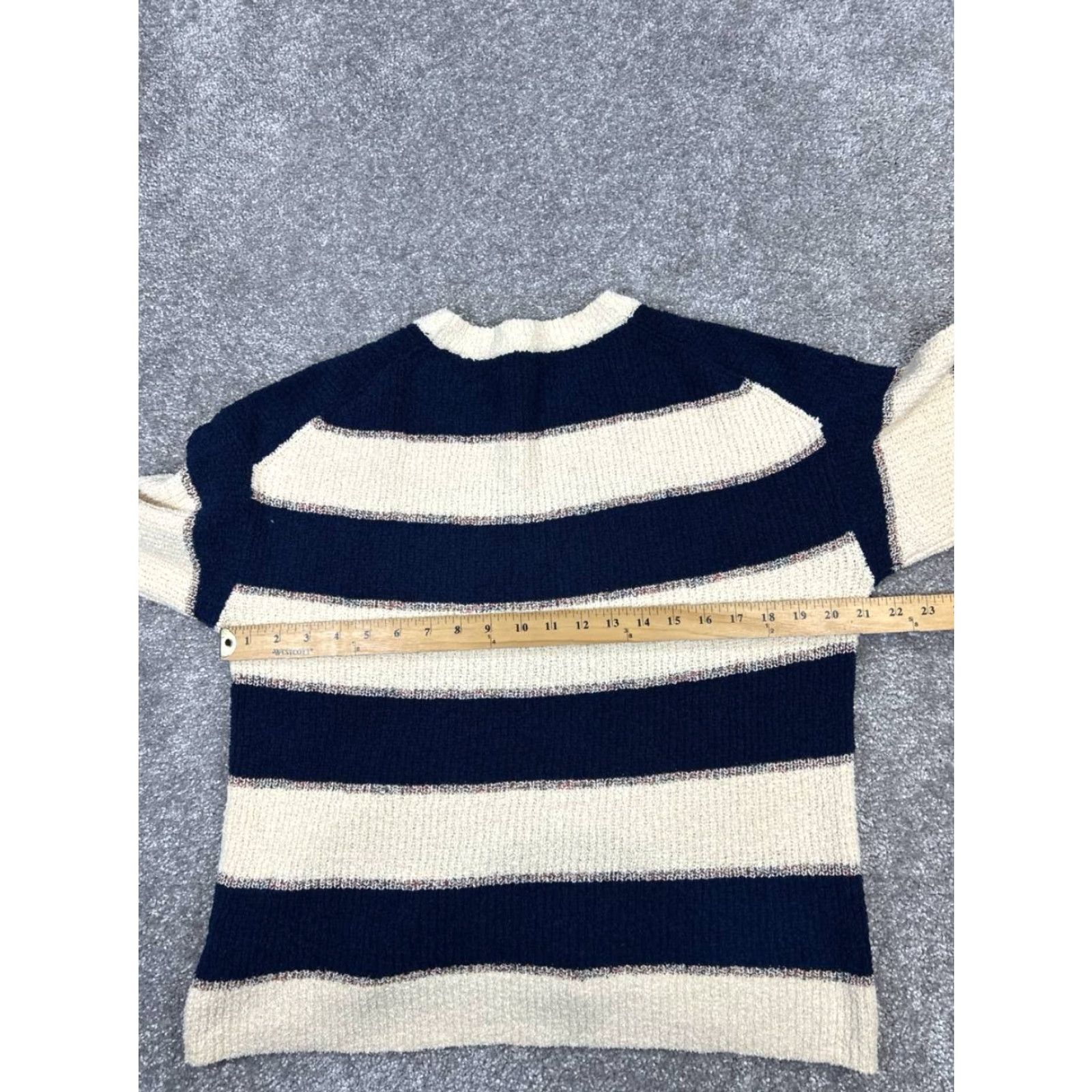Madewell Madewell Sweater Womens Large Blue Beige Striped Cotton Knit Pullover Casual Size L / US 10 / IT 46 - 6 Thumbnail