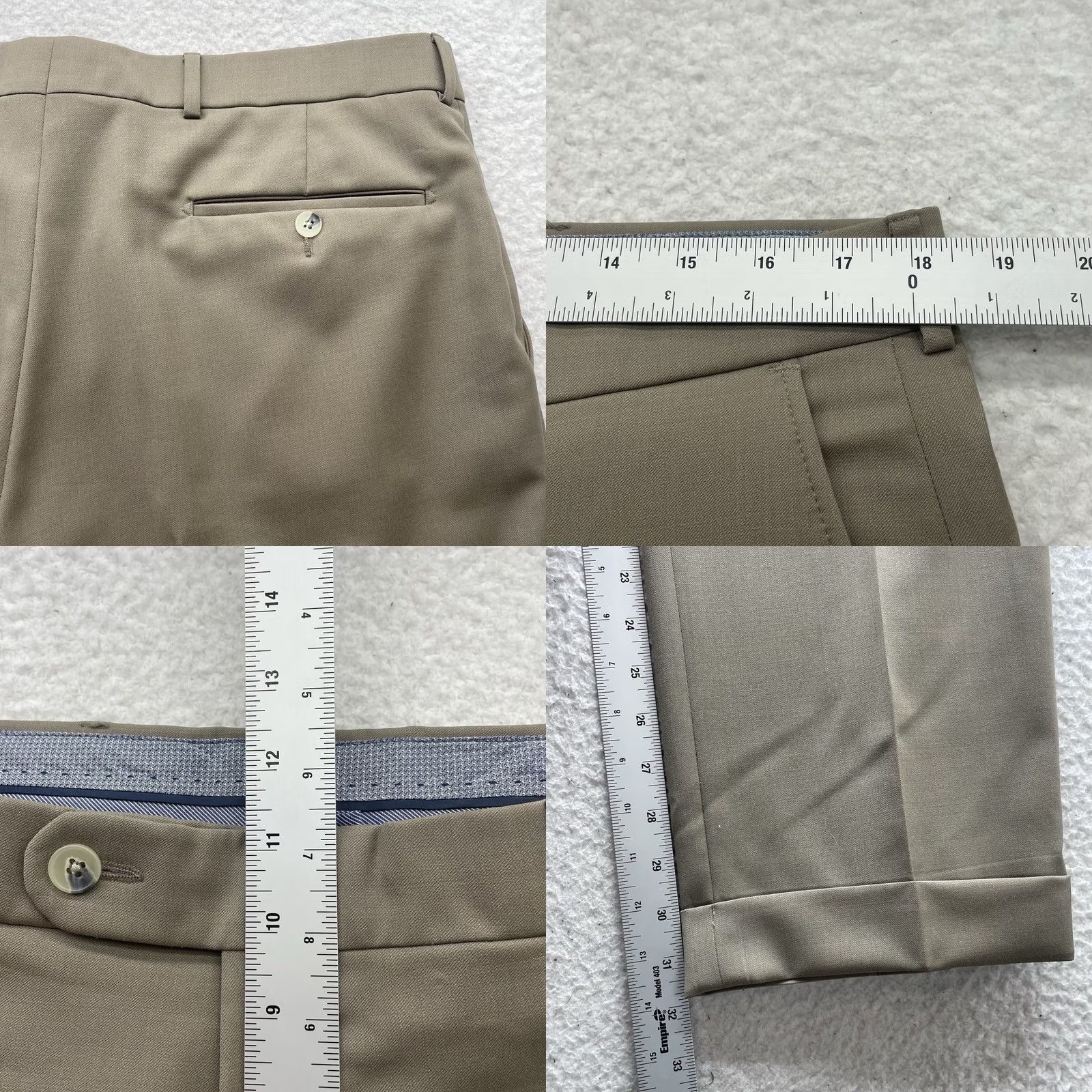 Vintage BALLIN Dress Pants Mens 37x32 Wool Khaki Brown Comfort-EZE Super 120s Size US 37 - 8 Thumbnail