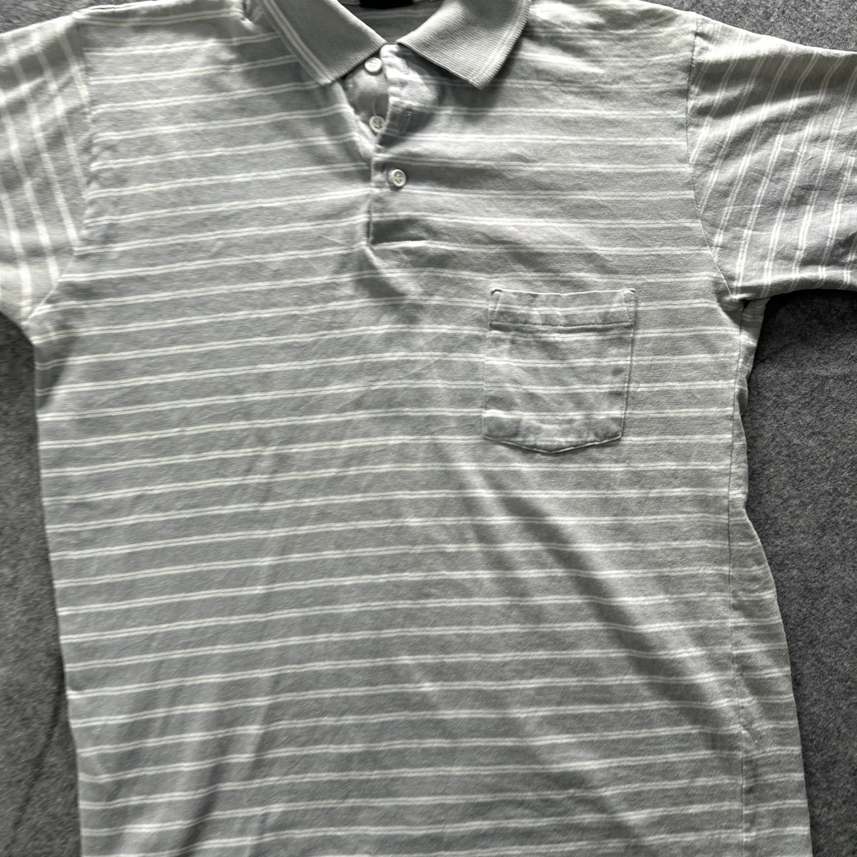 Vintage VINTAGE Royal Knight Polo Shirt Mens L Gray Striped Pocket Short Sleeve Casual Size US L / EU 52-54 / 3 - 5 Thumbnail