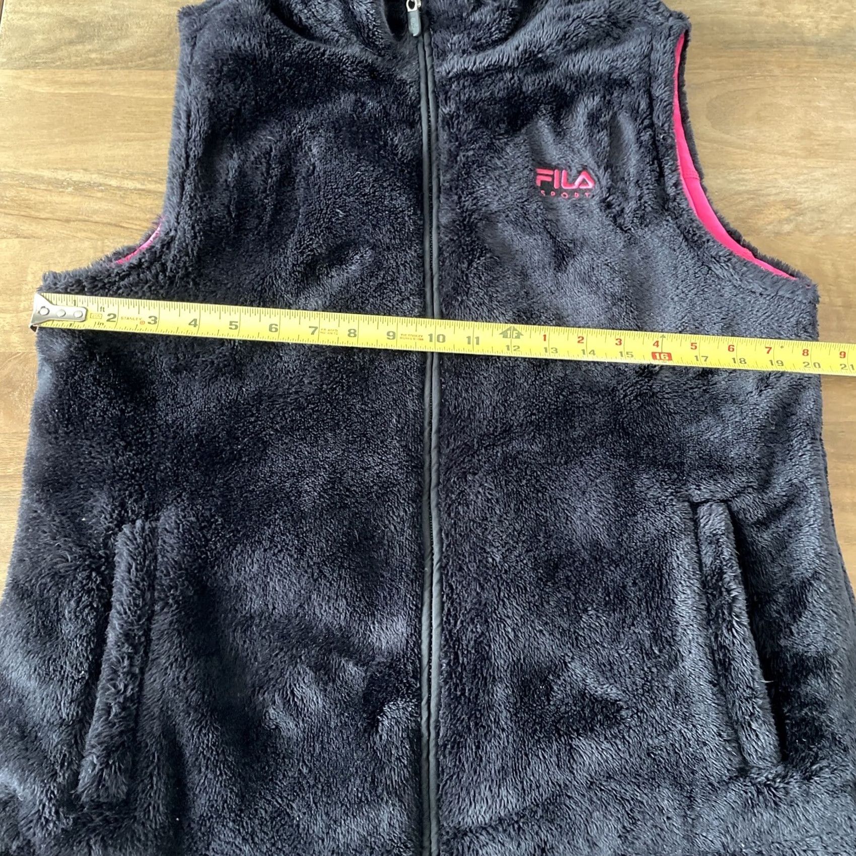 Fila FILA Sport Womens L Vest Reversible Faux Fur Black Pink Full Zip Sleeveless Size L / US 10 / IT 46 - 4 Thumbnail