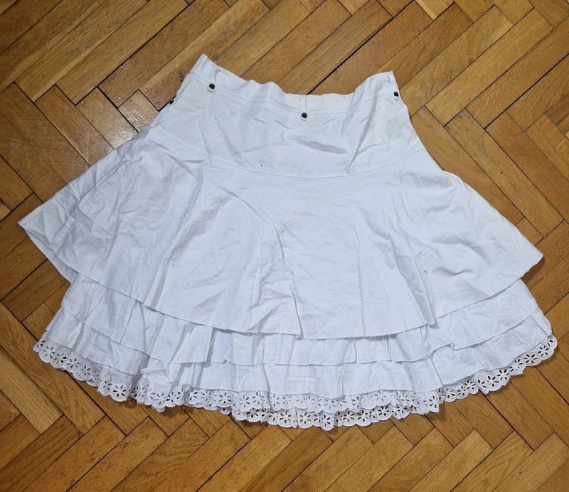 Japanese Brand × Vintage vintage white lace bondage mini skirt Size 27" / US 4 / IT 40 - 2 Thumbnail