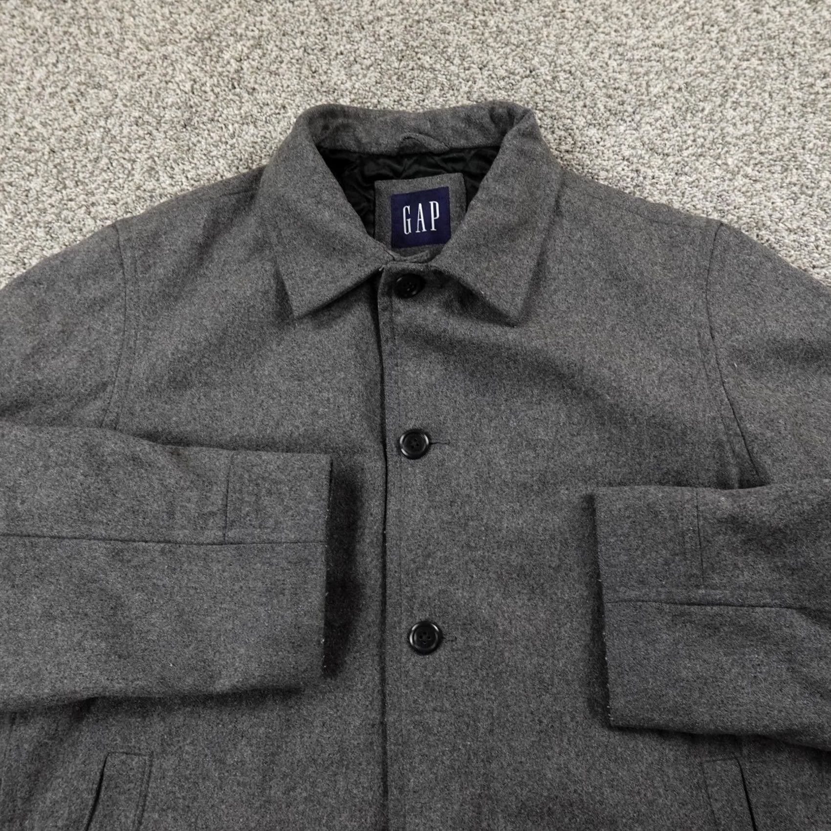 Gap GAP Coat Mens L Gray Wool Blend Overcoat Cardigan? (Original title only; but keep to rules) Size US L / EU 52-54 / 3 - 2 Thumbnail