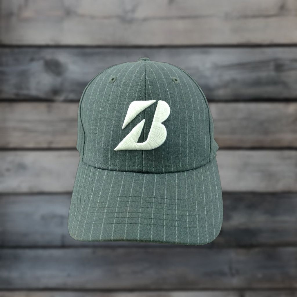 Vintage Bridgestone Golf Gray Pinstripe Baseball Hat Strapback Men Adjustable Polyester blend Cap Size ONE SIZE - 1 Thumbnail