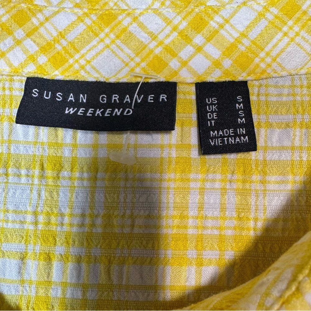 Other New Susan Graver Yarn Dyed Button Front Yellow Plaid Shirt Size S / US 4 / IT 40 - 6 Thumbnail