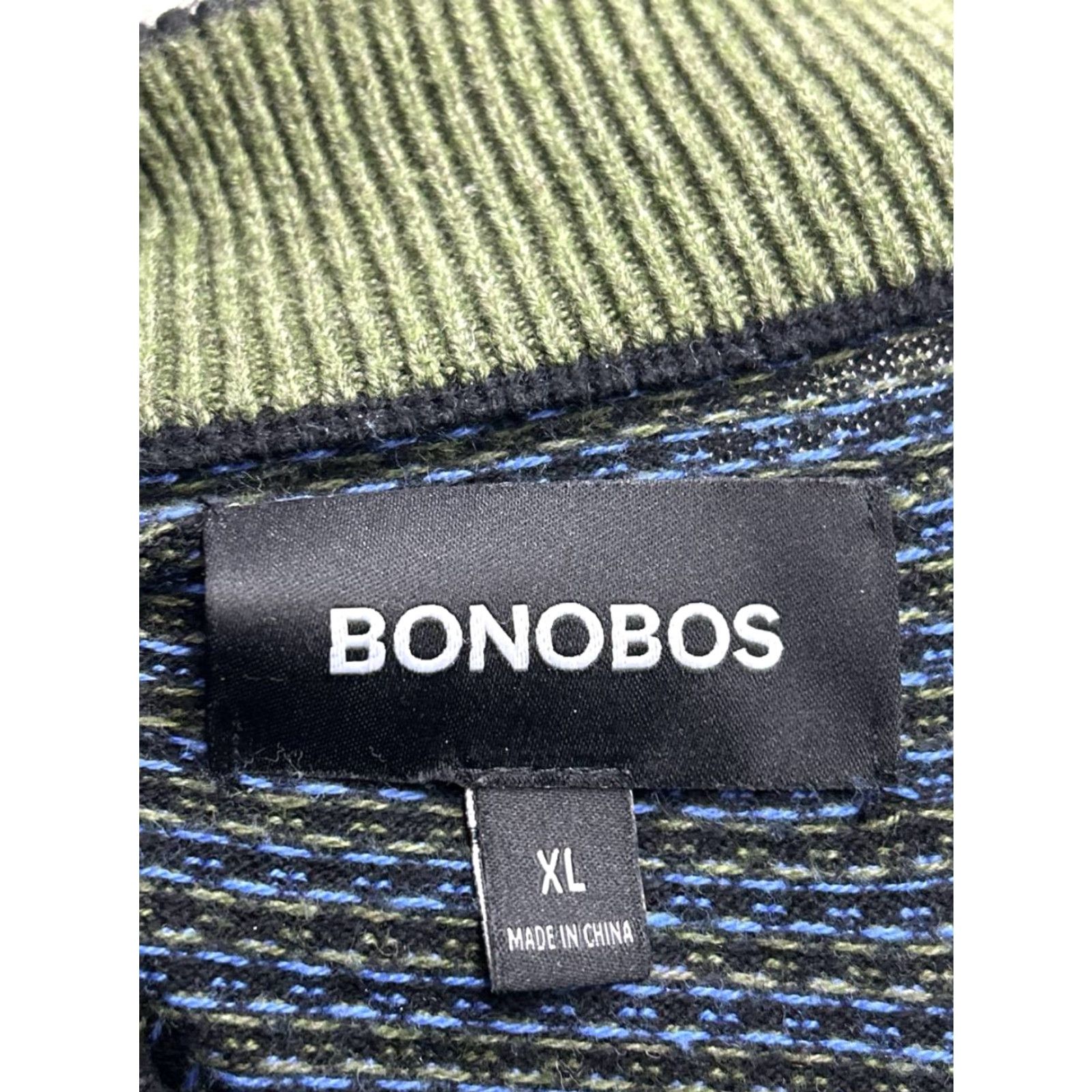 Bonobos Bonobos Bomber Jacket Mens XL Blue Full Zip Striped Knit Cotton Cashmere Jacket Size US XL / EU 56 / 4 - 5 Thumbnail