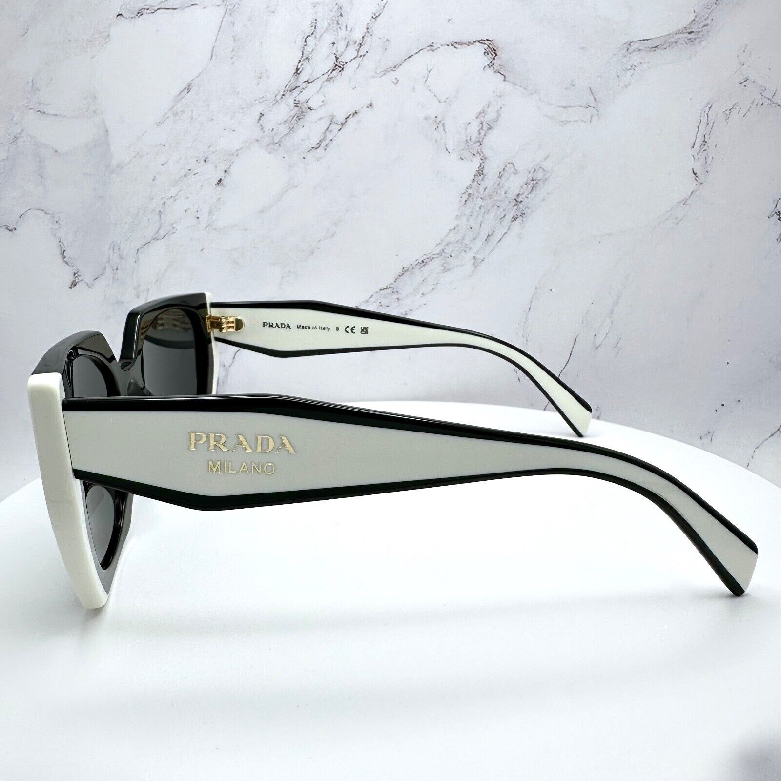 Prada New Prada Sunglasses Womens Black White Symbole Logo Size ONE SIZE - 7 Thumbnail