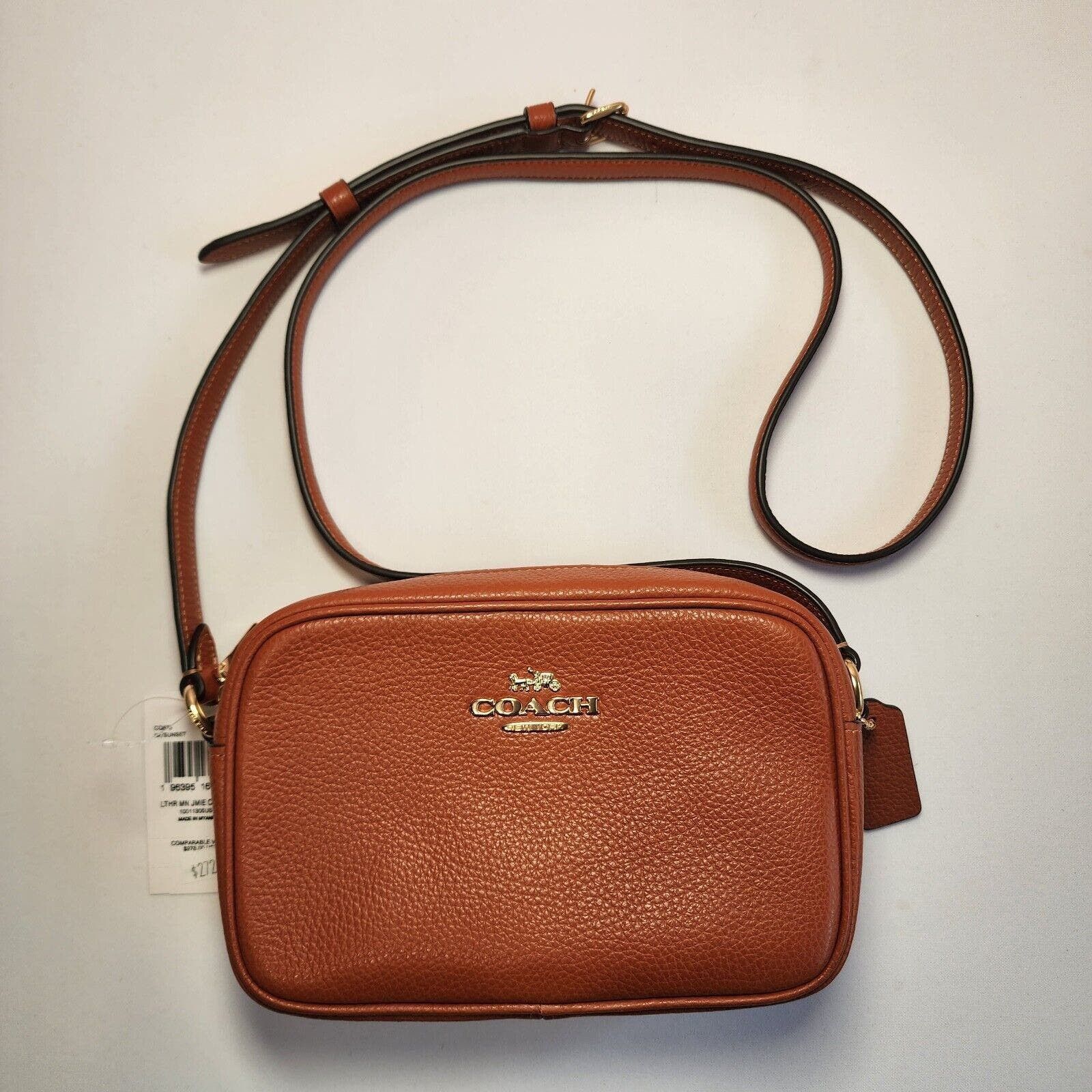 image of NWT Coach Cq875 Mini Jamie Camera Bag Pebble Leather Sunset in Orange, Women's