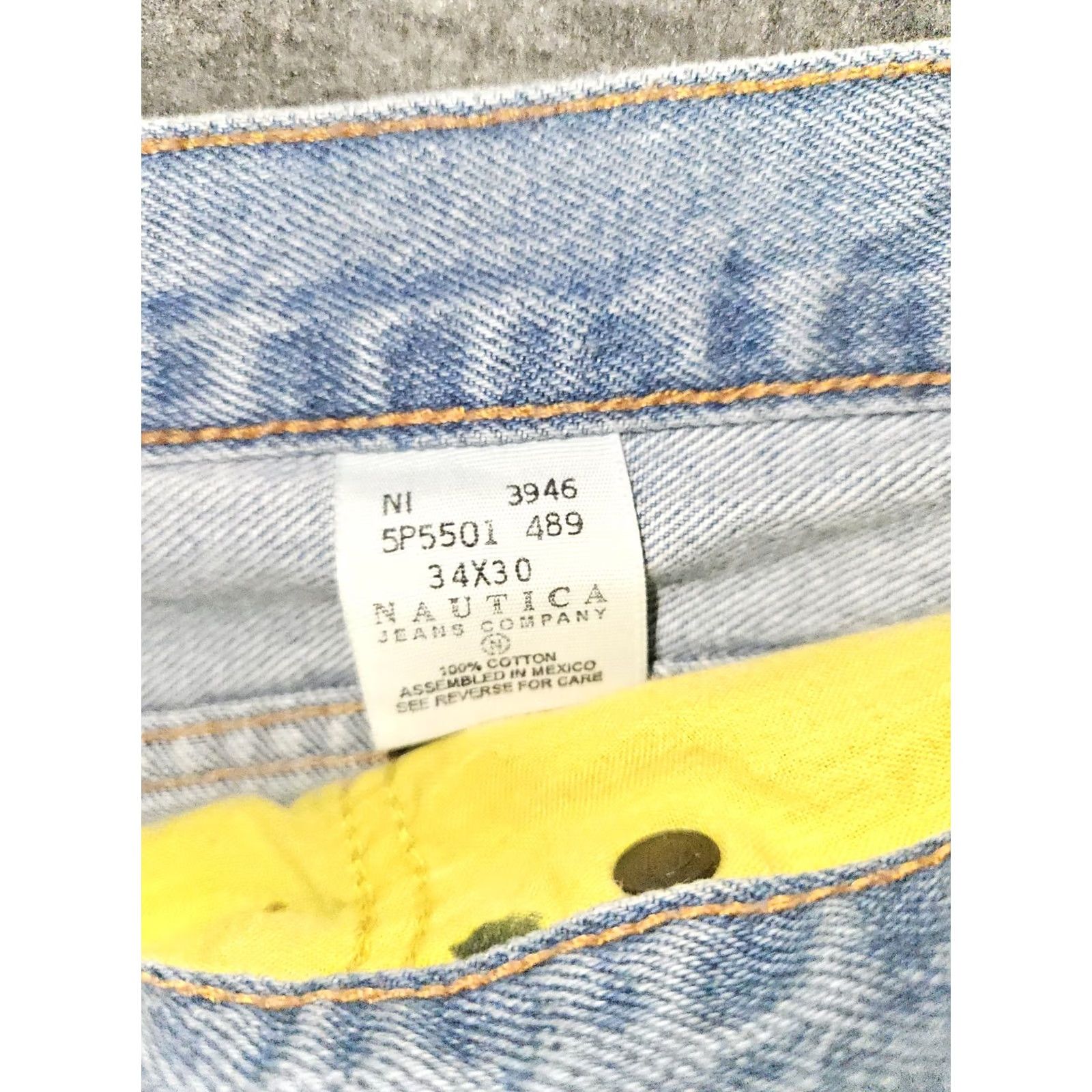 Nautica VINTAGE Nautica Relaxed Straight Carpenter Jeans Mens 34x30 90s Y2K Blue Denim Distressed Pockets Easy Care Regular Inseam 28"} Size US 34 / EU 50 - 3 Thumbnail