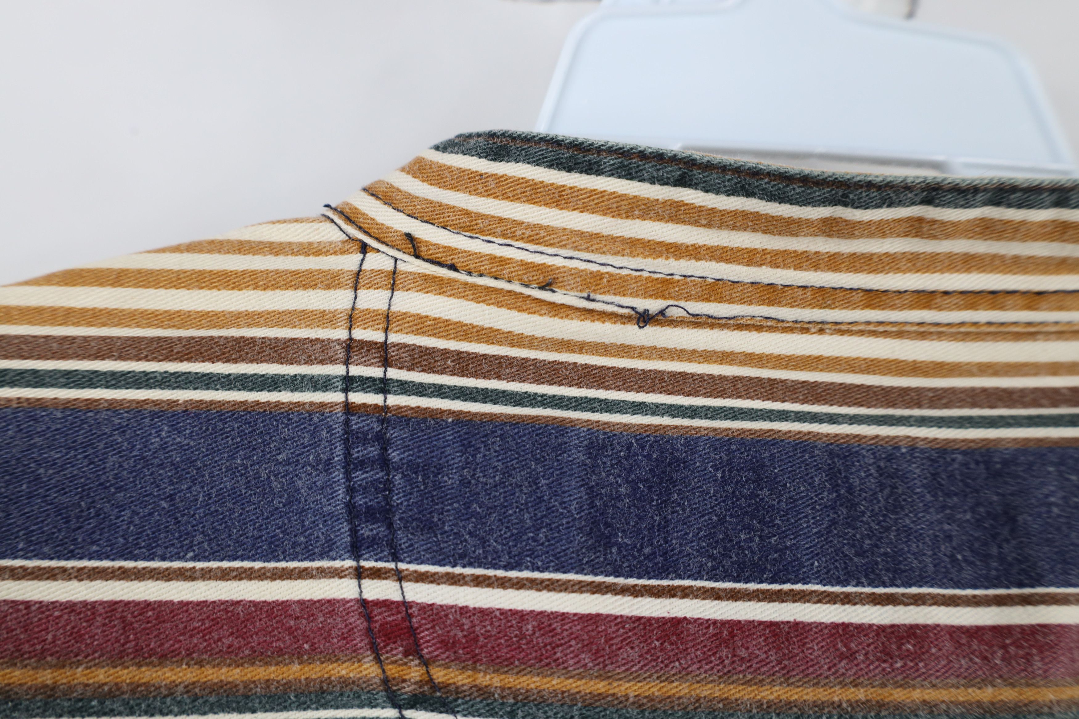 Vintage Vintage 90s Streetwear Striped Band Collar Button Shirt Size US M / EU 48-50 / 2 - 8 Thumbnail