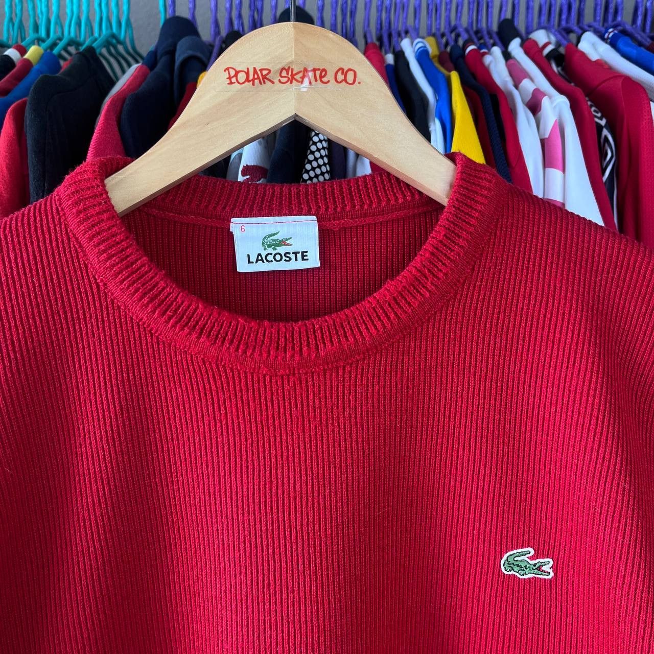 Lacoste Vintage Lacoste Red Sweater Jumper Pullover Size 6 Size US XL / EU 56 / 4 - 5 Thumbnail