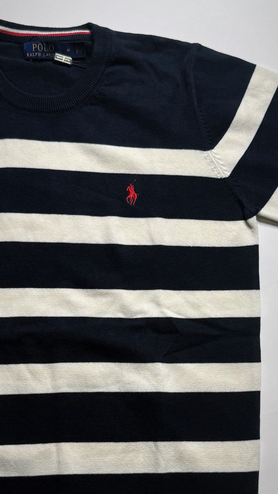 Polo Ralph Lauren Cream/Navy Striped Crewneck Polo Ralph Lauren Size US S / EU 44-46 / 1 - 4 Thumbnail