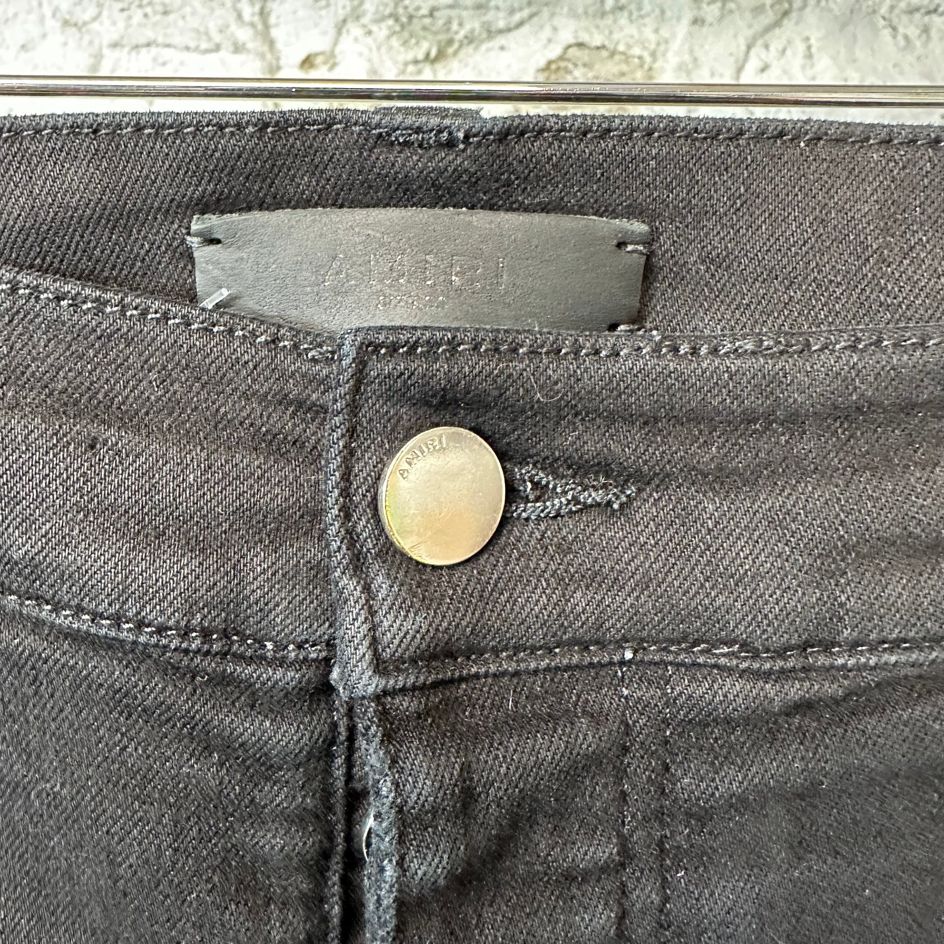 Amiri Amiri MX1 Green Leather Black Denim Jeans Sz 38 Size US 38 / EU 54 - 3 Thumbnail