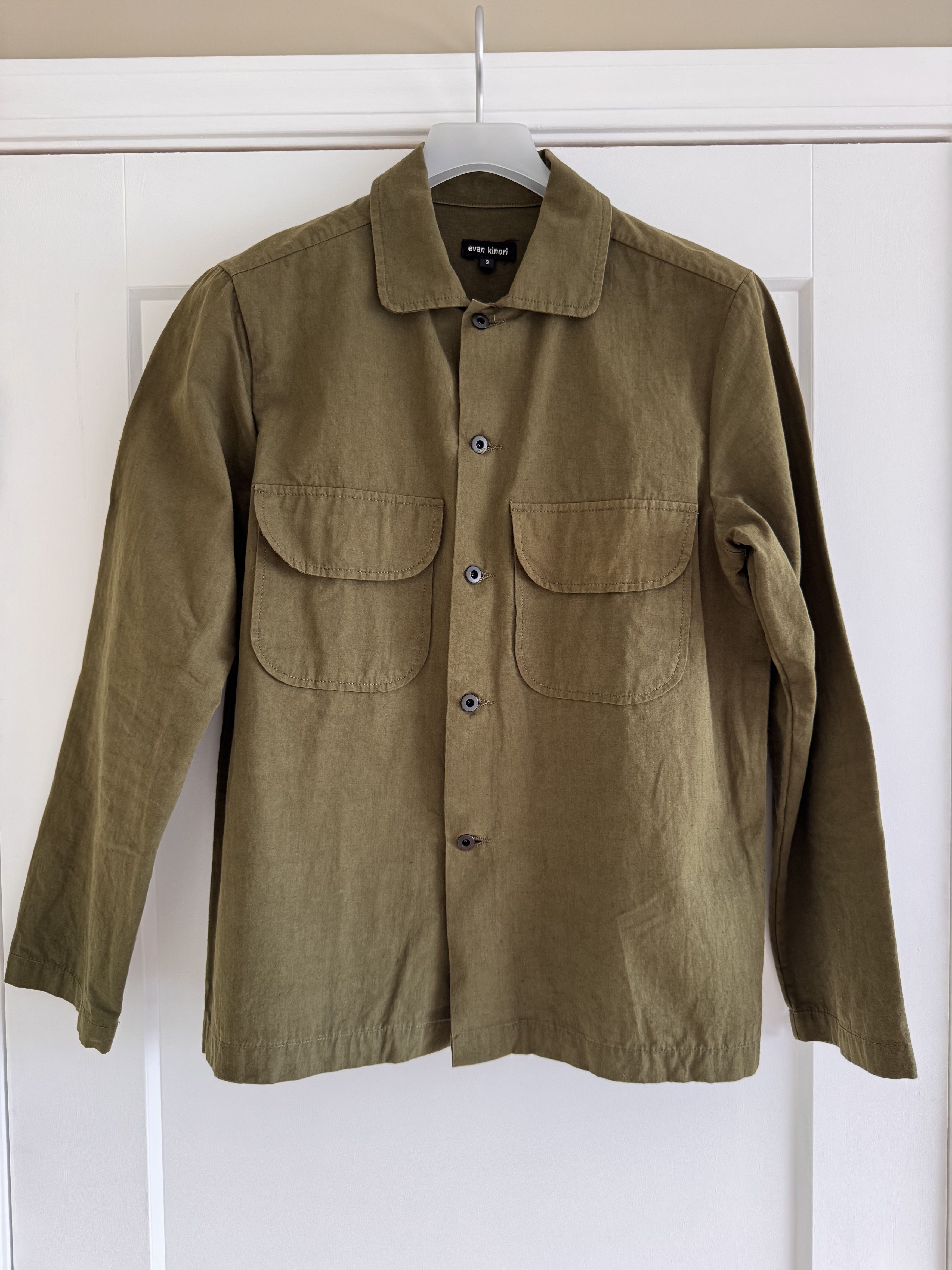 Evan Kinori Evan Kinori Field Shirt Cotton/Hemp Typewriter Cloth Olive Size US S / EU 44-46 / 1 - 6 Thumbnail