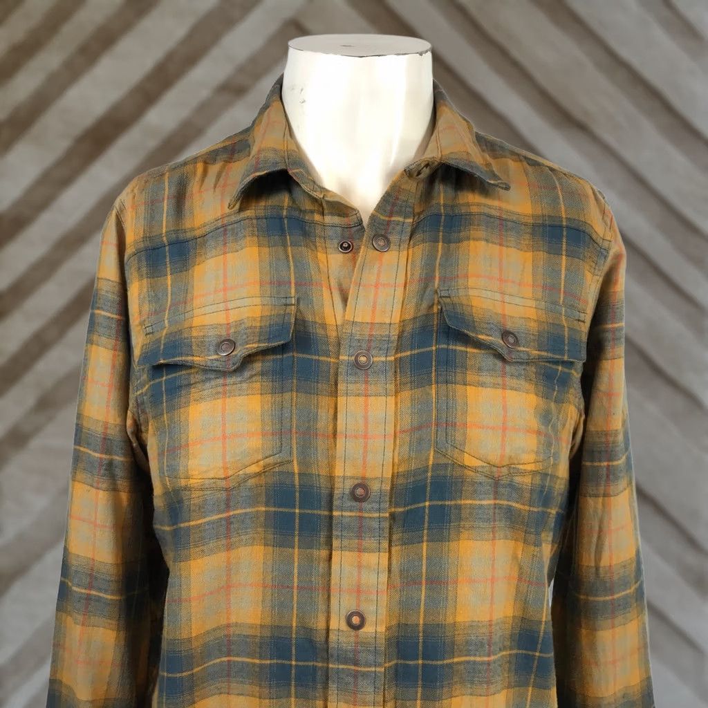 Prana prAna Shirt Mens S Yellow Plaid Flannel Lined Long Sleeve Button Blue Size US S / EU 44-46 / 1 - 1 Thumbnail