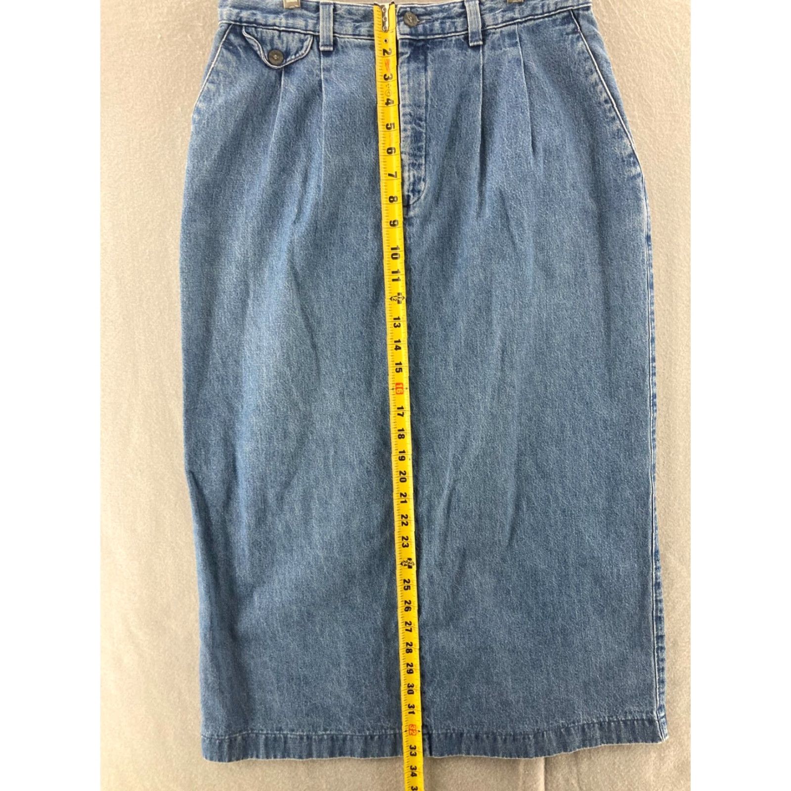 Lee VINTAGE Lee Denim Skirt Womens High Rise Midi A-Line 30x33 Blue 80s 90s Casual Shirt/Skirt? Size 30" / US 8 / IT 44 - 4 Thumbnail