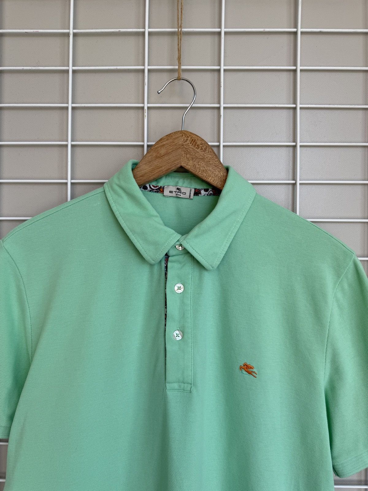 Etro Etro Milano Mint Green Polo Shirt Mens Size L Logo Size US L / EU 52-54 / 3 - 2 Thumbnail