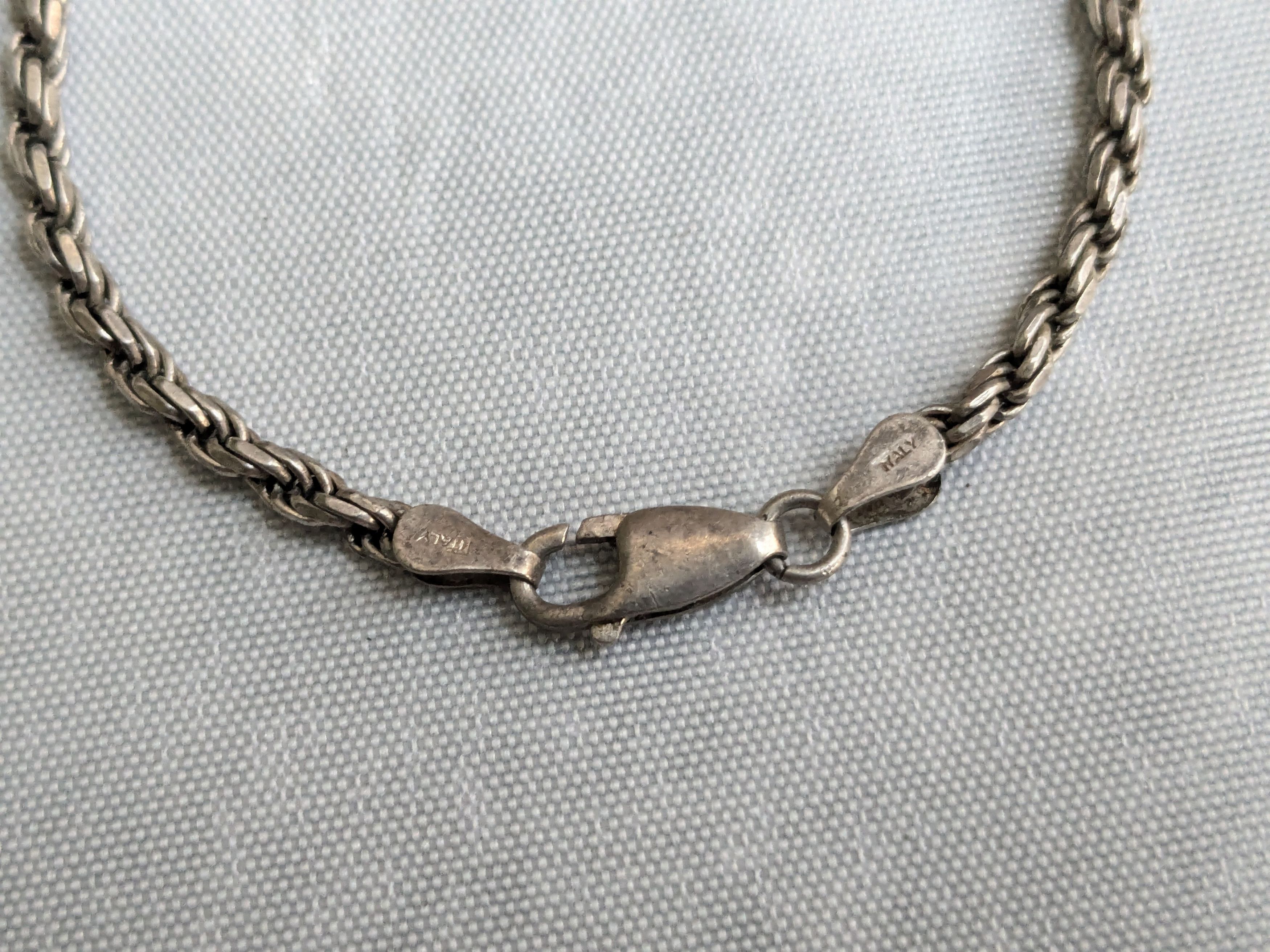 Jewelry Vintage Sterling Silver Rope Bracelet Twist 7" Italy Size ONE SIZE - 5 Thumbnail