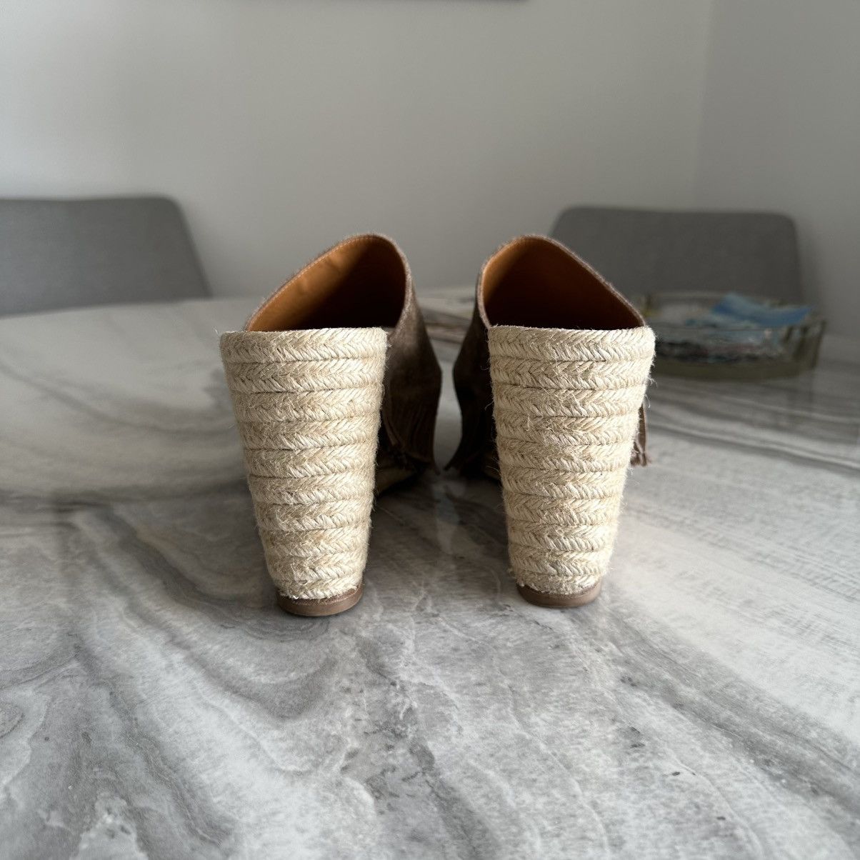 Chloe Chloe Estel Fringe-Trimmed Wedge Espadrille in Brown Suede Size US 9.5 / IT 39.5 - 7 Thumbnail
