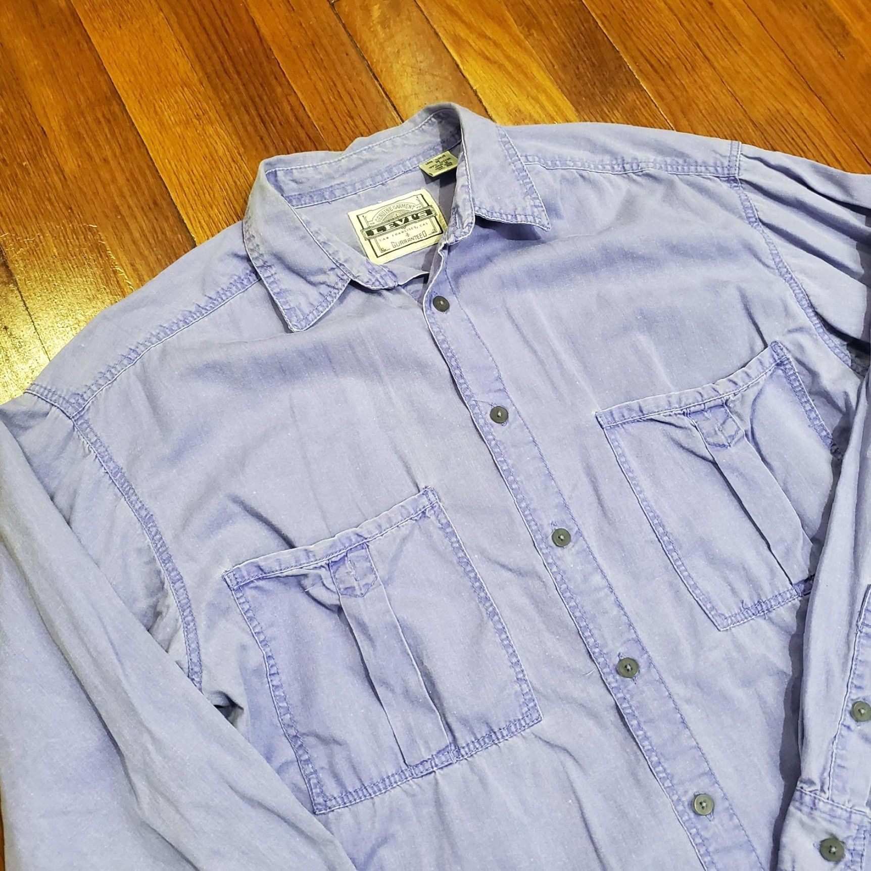 Levi's VINTAGE Levi's Shirt Mens M Purple Long Sleeve Snap Button Workwear 90s Size US M / EU 48-50 / 2 - 4 Thumbnail