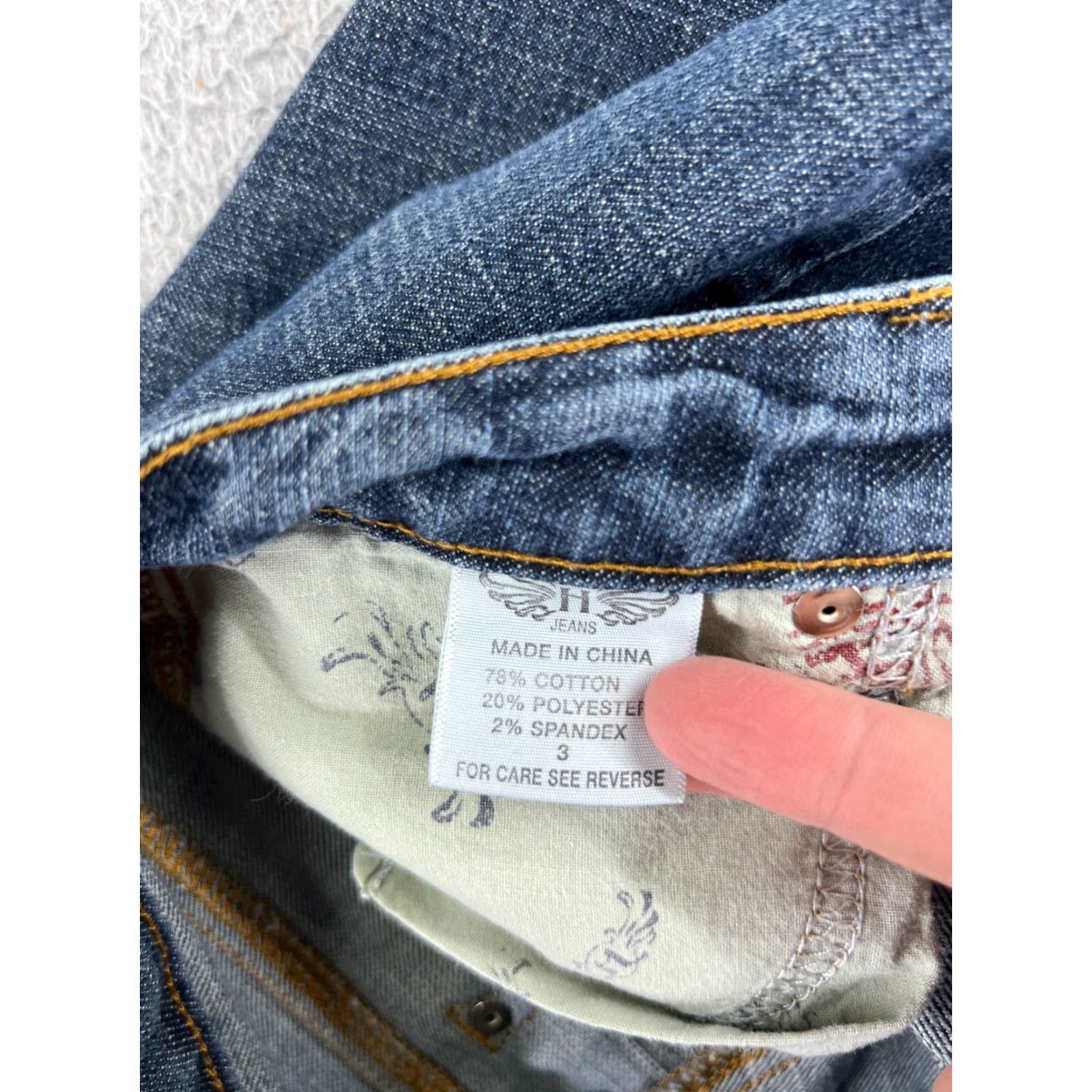 Vintage Hint Pants Womens Jeans Flared Low Rise Blue Denim Cotton Blend 3 5-Pocket Design Embroidered Distressed Stretch Casual Size 26" / US 2 / IT 38 - 5 Thumbnail