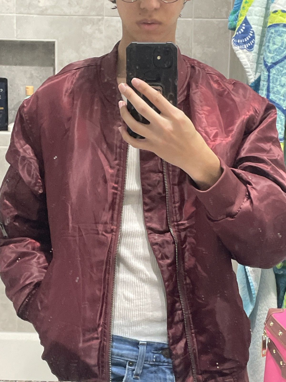Forever 21 Burgundy Bomber Jacket Size US S / EU 44-46 / 1 - 1 Thumbnail
