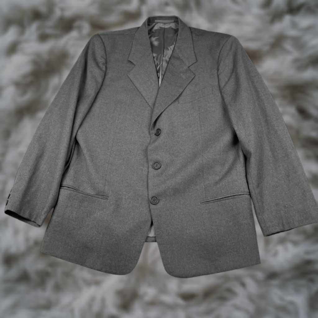 Armani Armani Collezioni Blazer Men Wool Flannel 3-Button Gray 40S US Short Three-Button Notch Lapel Made in Italy Mens Size 40R - 1 Thumbnail