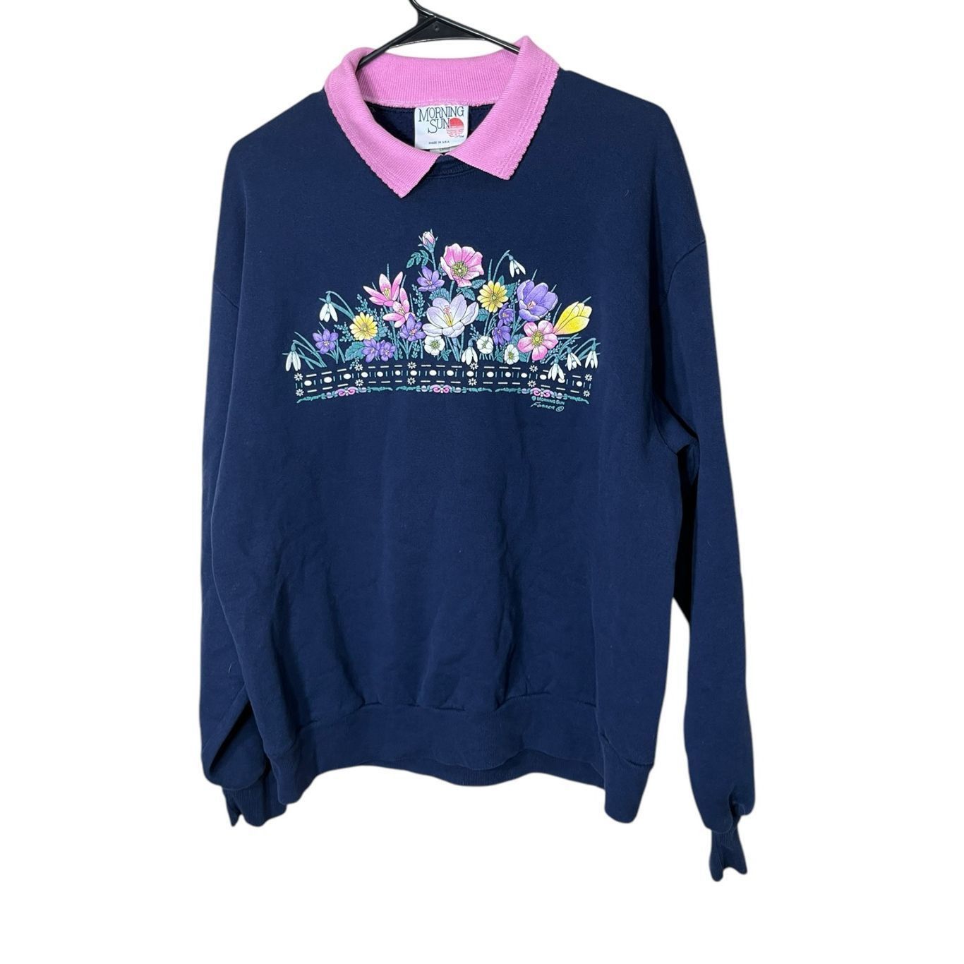 Other Vintage Morning Sun 90s Grandmacore Flower Print Crewneck Sw Size L / US 10 / IT 46 - 1 Thumbnail