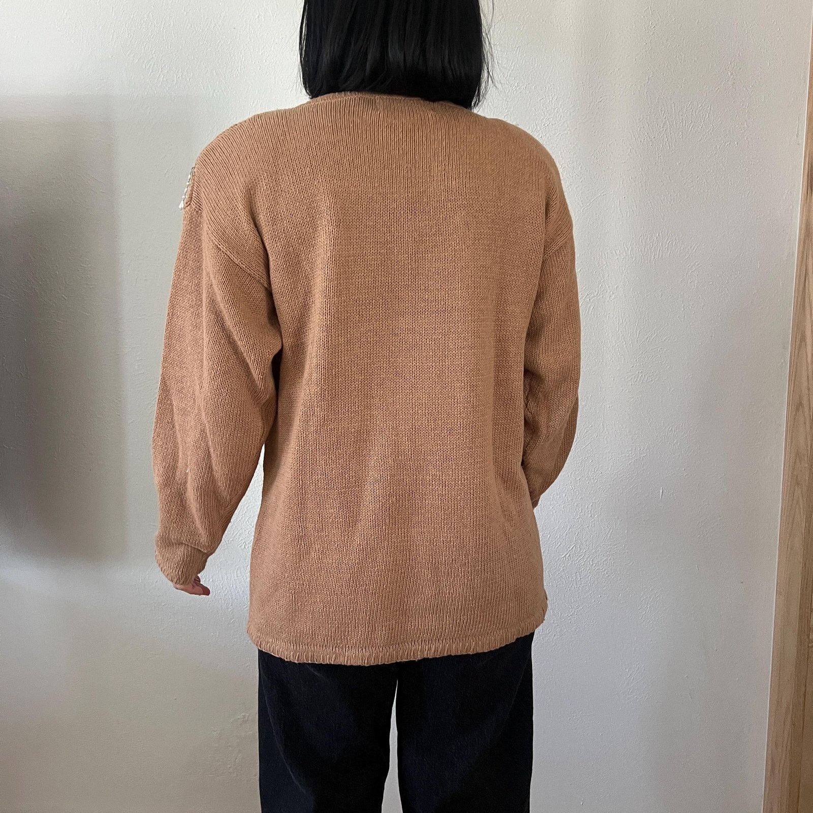 Vintage Vtg 80s beaded caramel knit pullover sweater cotton Medium Size M / US 6-8 / IT 42-44 - 7 Thumbnail