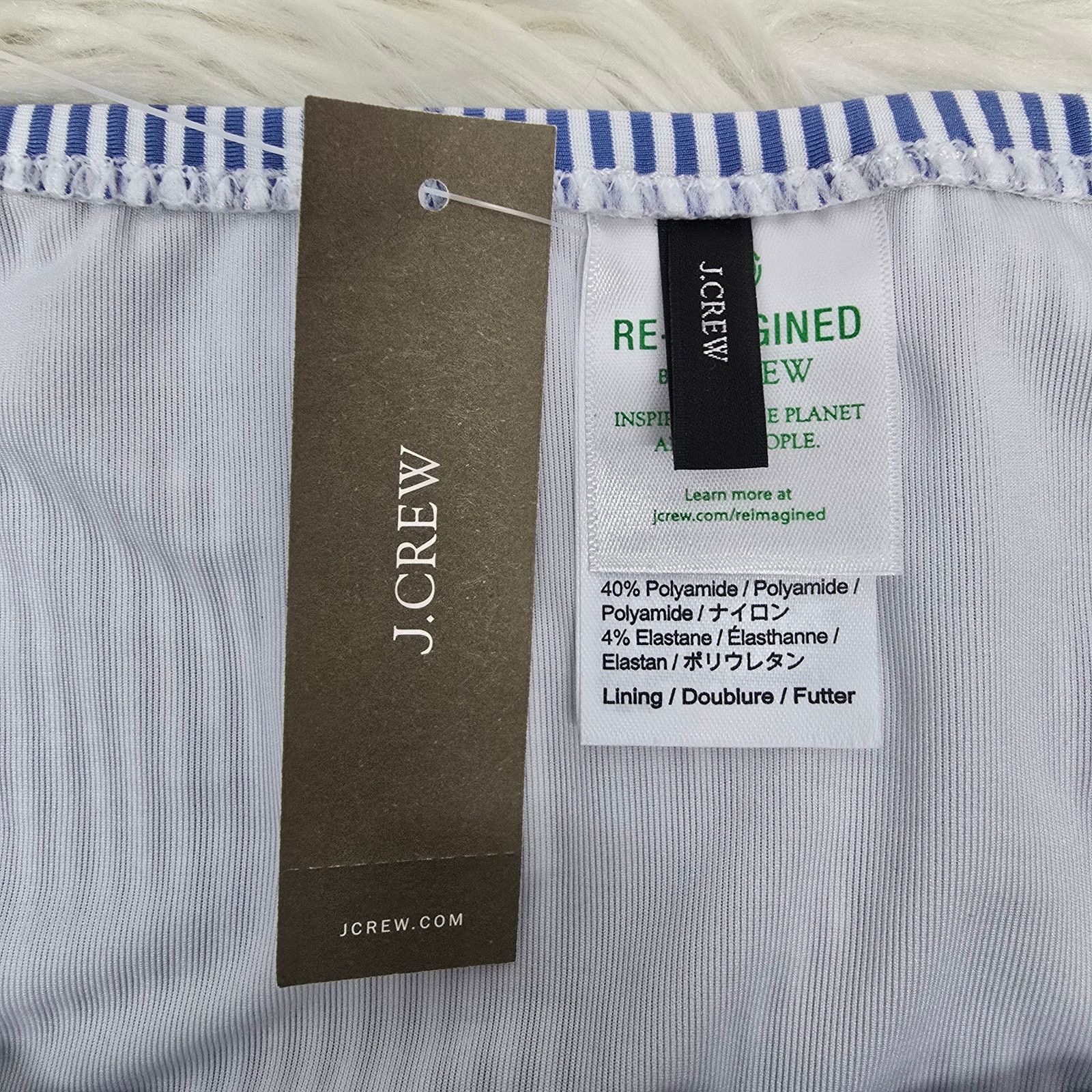 J.Crew NWT J Crew Tie High-Rise Bikini Bottom Seersucker 3X Striped Size ONE SIZE - 7 Thumbnail