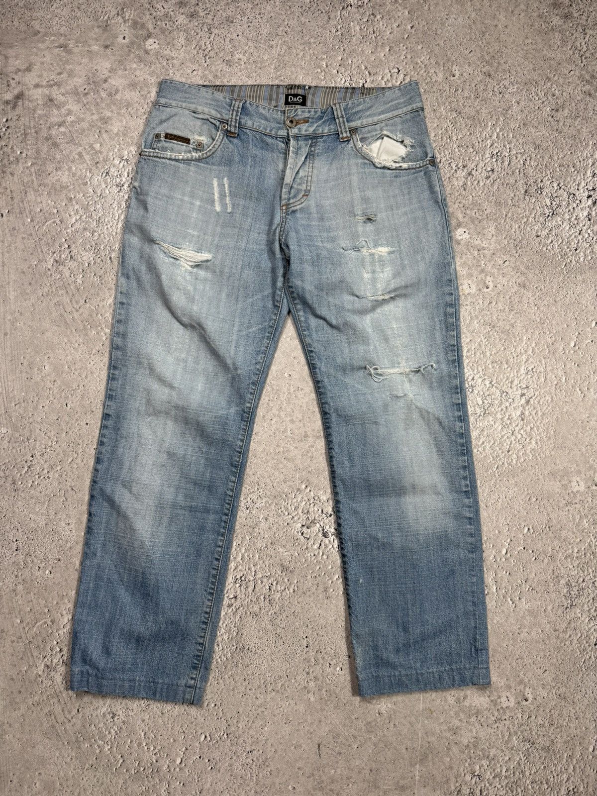 Dolce & Gabbana Dolce Gabbana D&G Big Logo Distressed Denim Jeans Y2K Pants Size US 33 - 10 Thumbnail