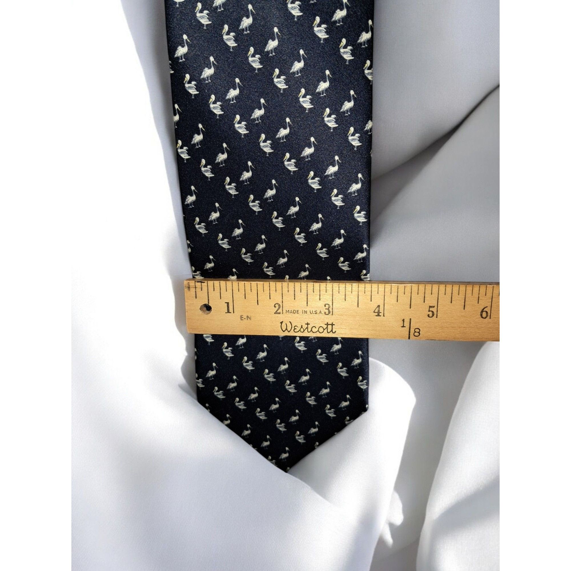 Other St. Loren Made In Italy 100% Silk Navy Blue with White Pelic Size ONE SIZE - 6 Thumbnail