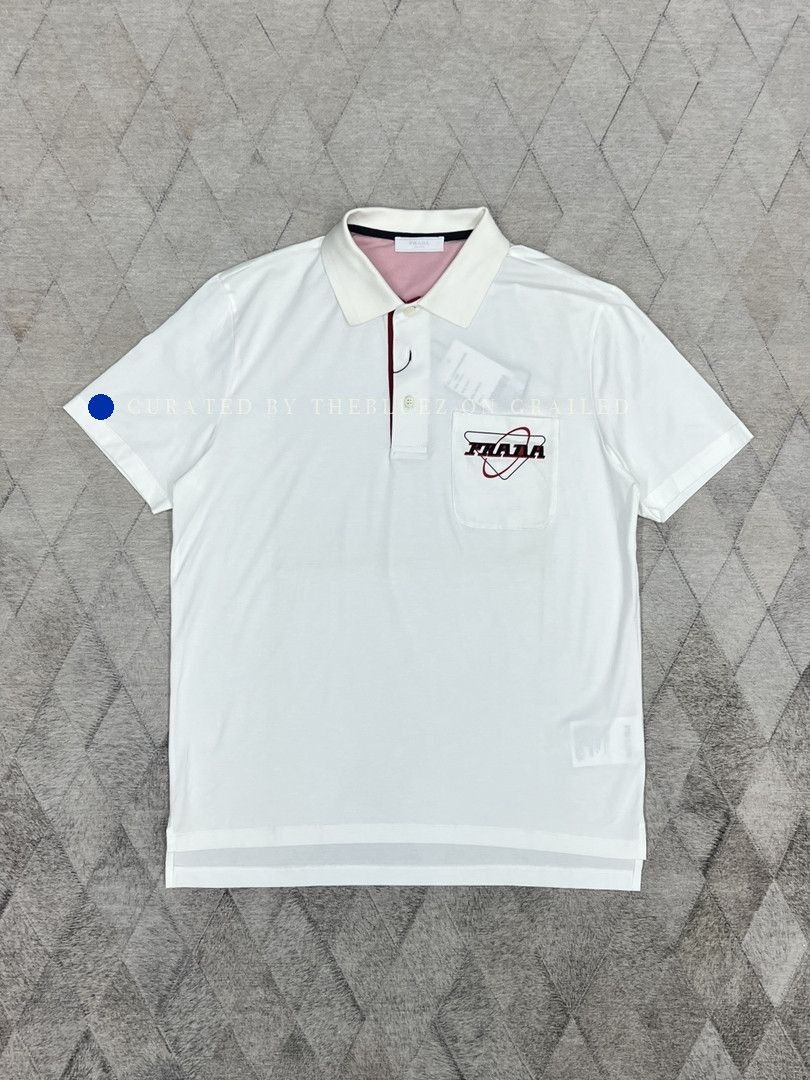 Prada Graphic Polo Shirt in White Size US L / EU 52-54 / 3 - 1 Thumbnail