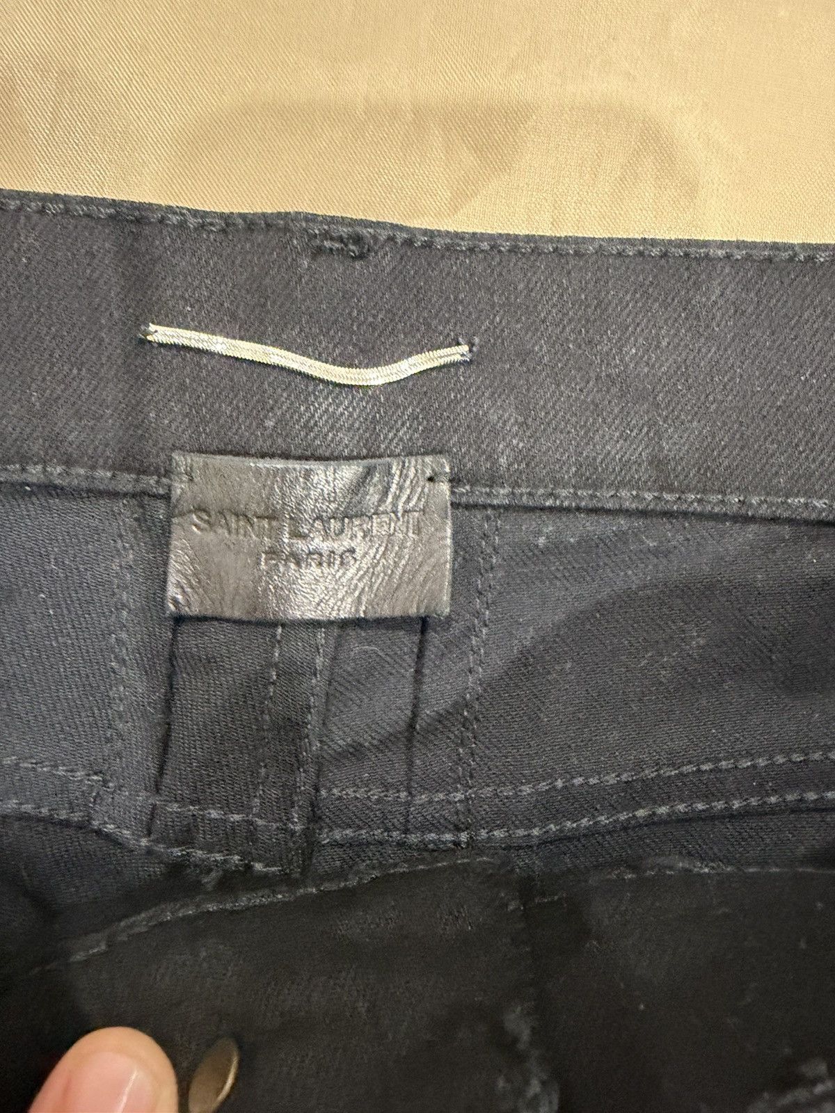 Saint Laurent Paris Saint Laurent Black Skinny Coated Denim Jeans size 33 Size US 33 - 3 Thumbnail