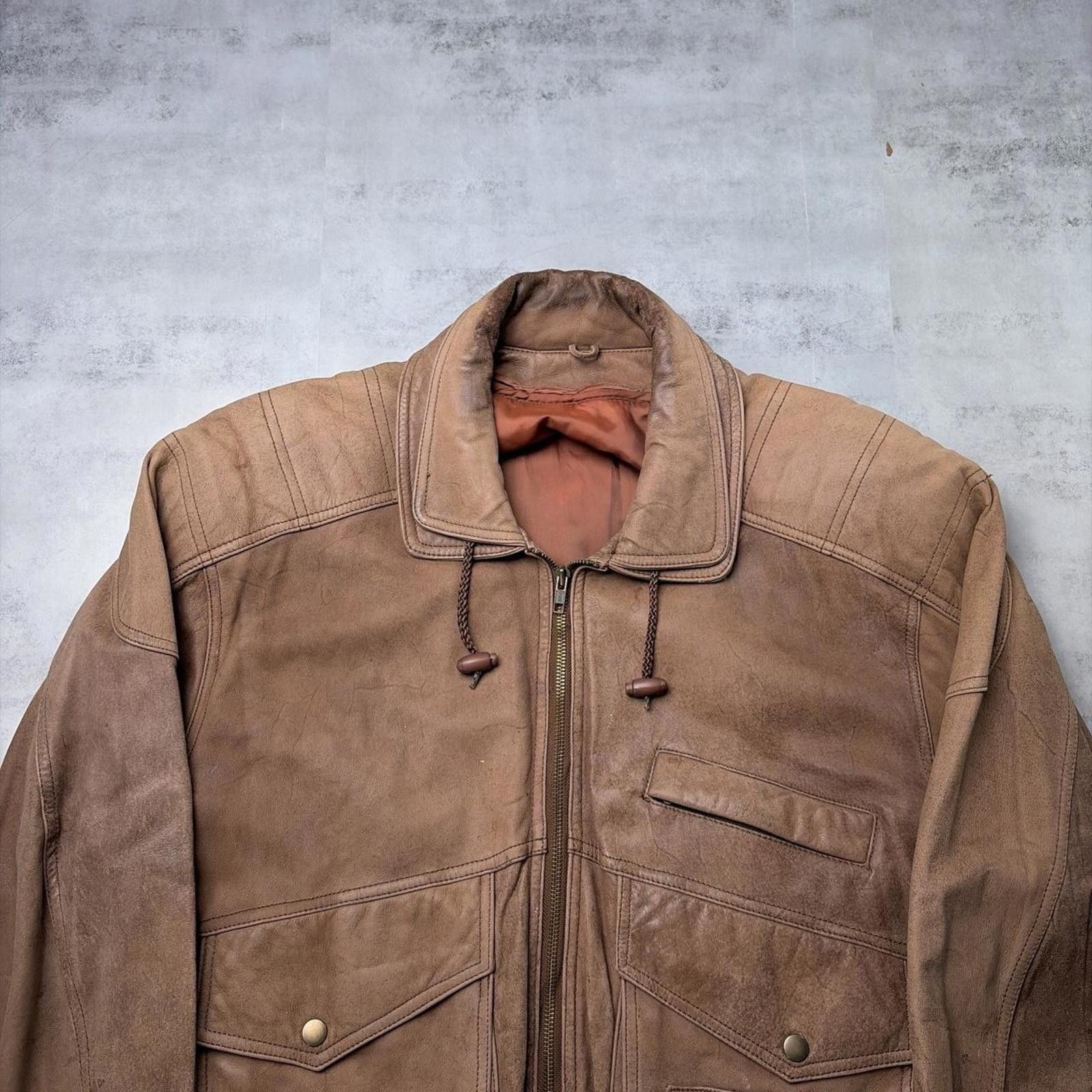 Other Vintage 90s Brown Tannery West Genuine Leather Bomber Jacket Size US M / EU 48-50 / 2 - 3 Thumbnail