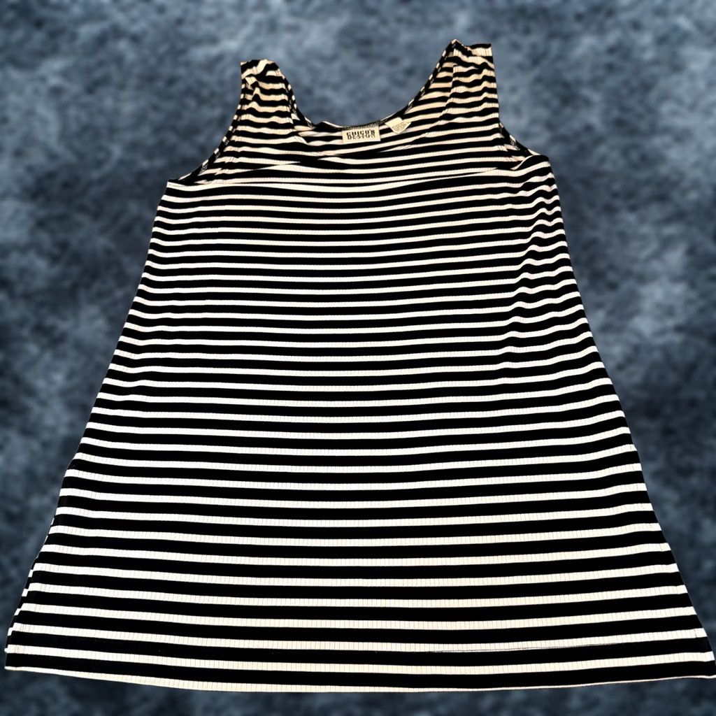 Vintage Chico's Design Striped Ribbed Dress Sleeveless Black White Stretch Womens Size 1 Size XS / US 0-2 / IT 36-38 - 1 Thumbnail