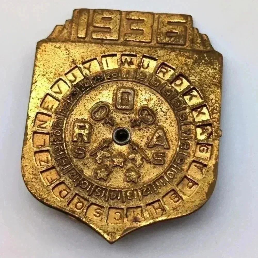 Vintage 1936 Orphan Annie Secret Decoder Badge Pin Ovaltine Premium Size ONE SIZE - 1 Thumbnail