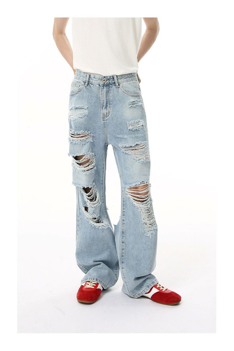 Vintage Men's heavy-duty distressed casual loose ripped jeans Size US 32 / EU 48 - 2 Thumbnail