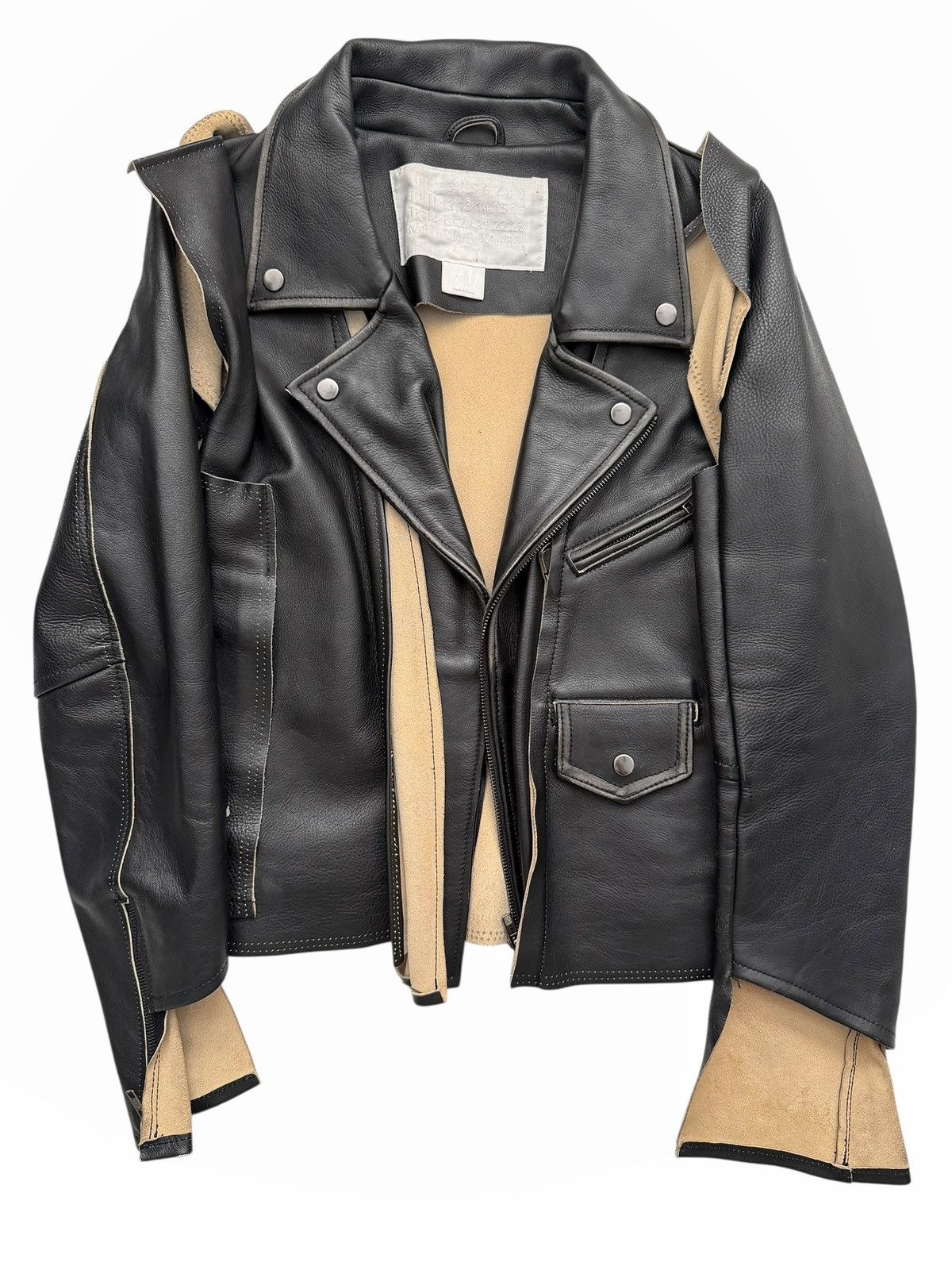 H&M × Maison Margiela 2007 Deconstructed Leather Biker Jacket Size S / US 4 / IT 40 - 1 Thumbnail