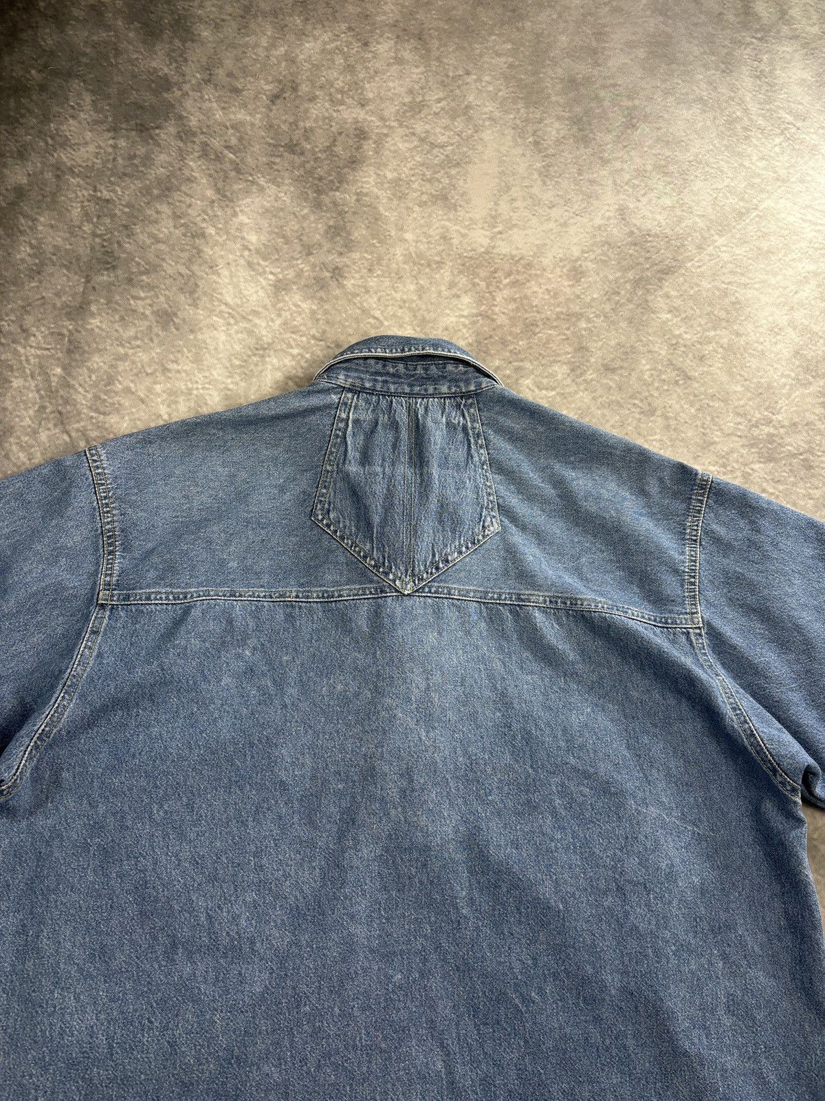Vintage 1990s Denim Anorak Vintage Work Shirt Jeans Pullover Short Size US M / EU 48-50 / 2 - 12 Thumbnail