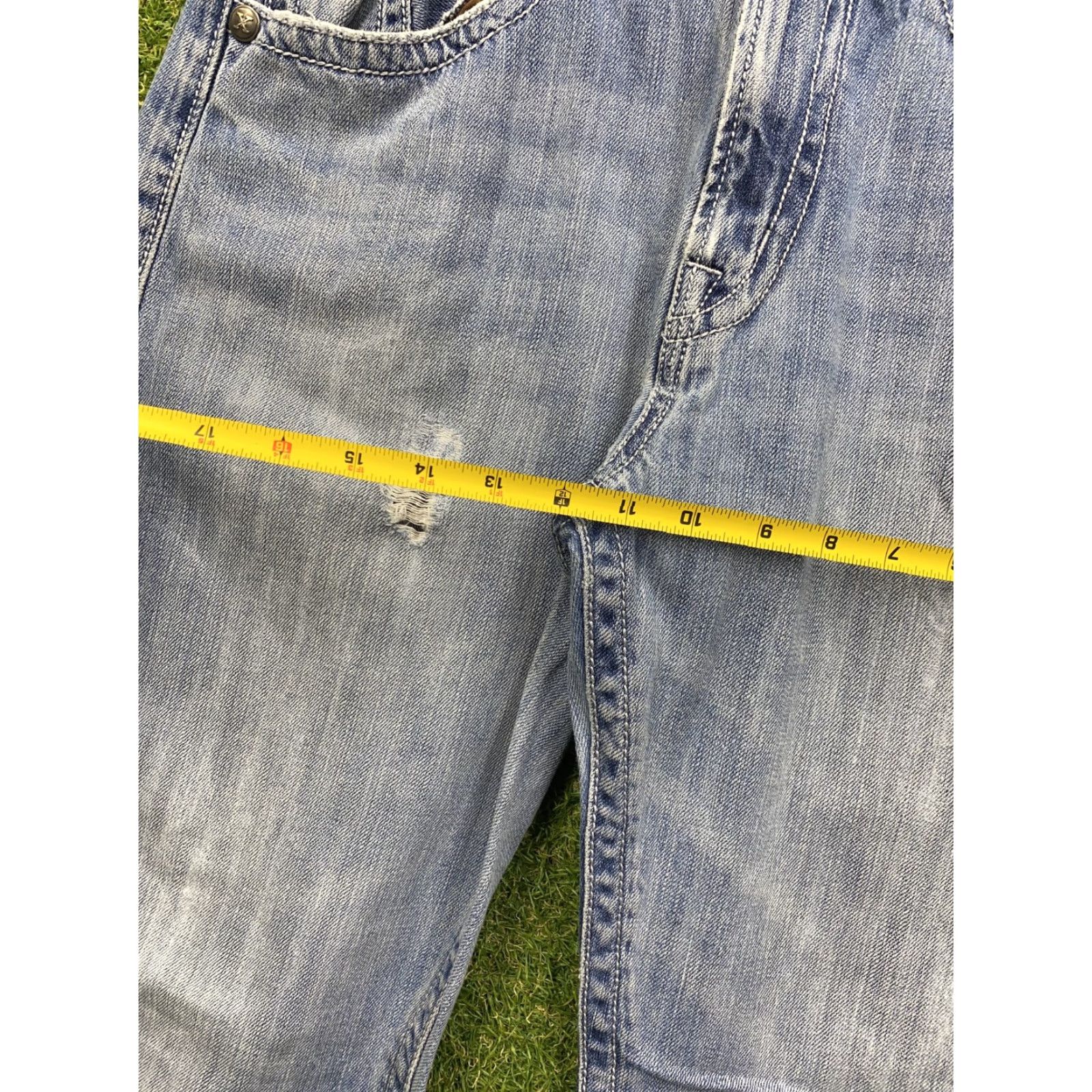 Denime Twenty X Jeans Mens 36x33 Blue Distressed Straight Leg Denim Size US 36 / EU 52 - 3 Thumbnail